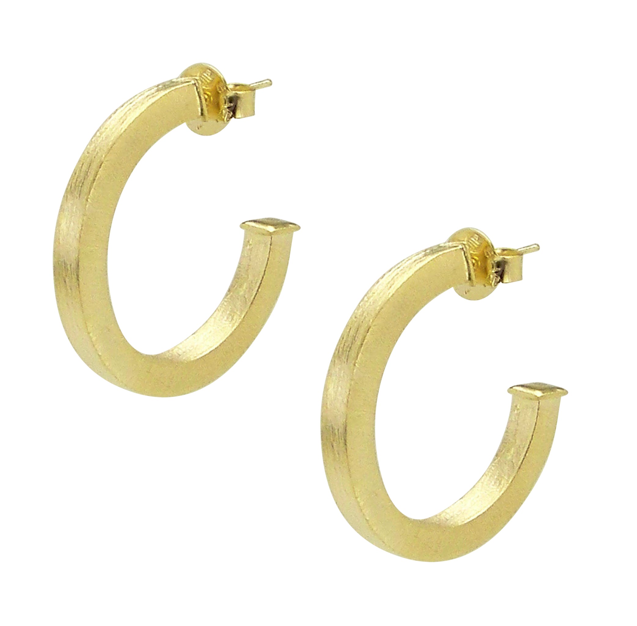 Pair of Sheila Fajl Ilana Bold Square Tube Hoop Earrings in Gold Plated