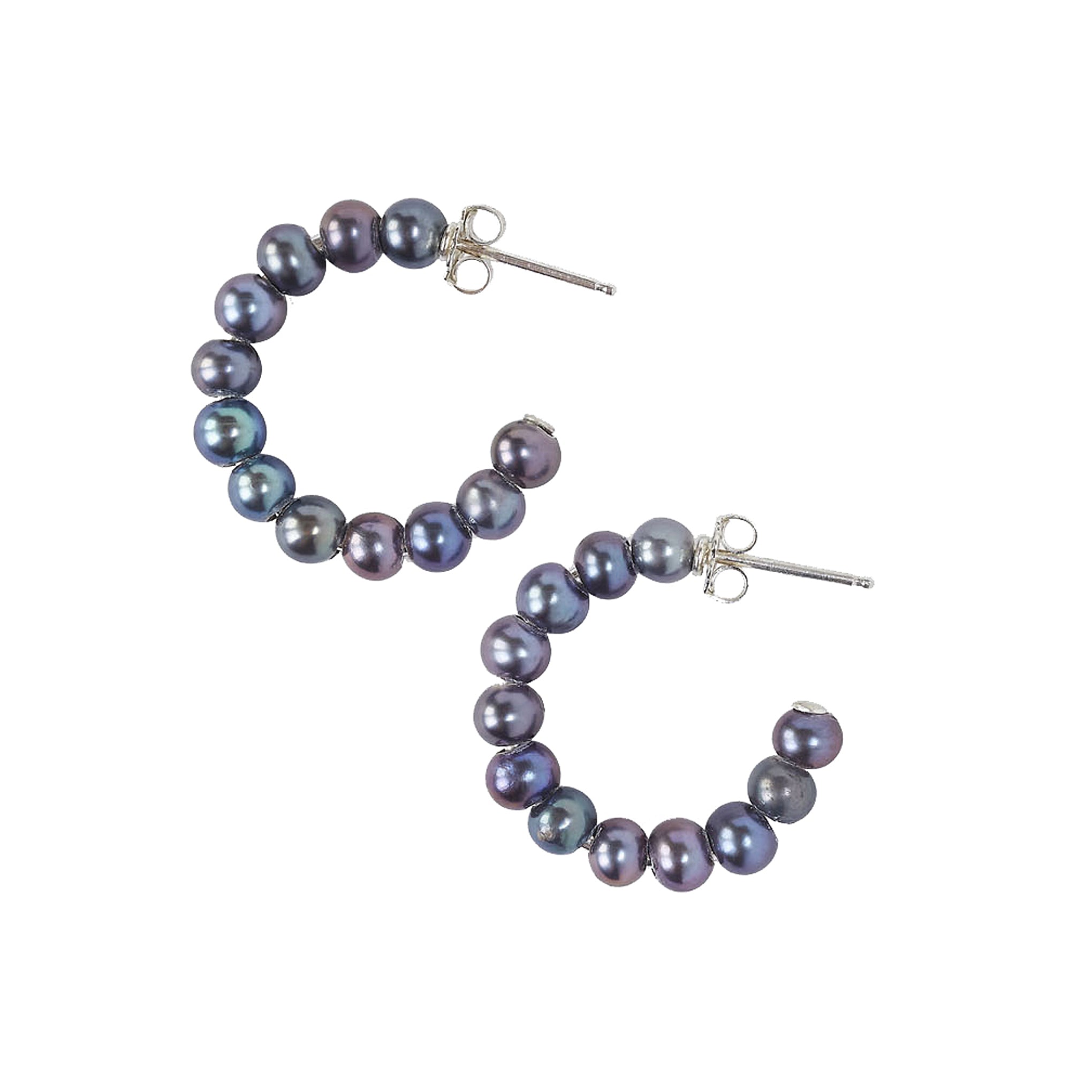 Chan Luu Small Holly Hoop Earrings in Peacock Pearl and Sterling Silver