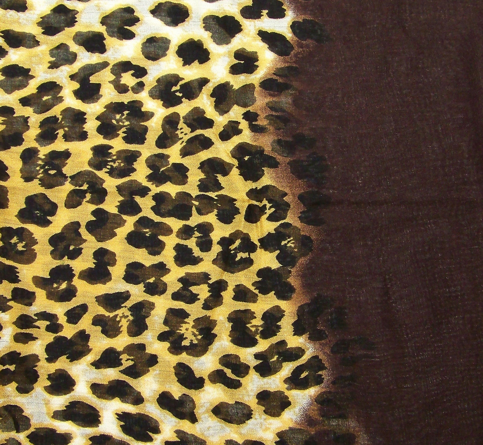 Design Swatch Blue Pacific Animal Print Dip Cashmere and Silk Scarf in Dark Coffee Brown and Tan