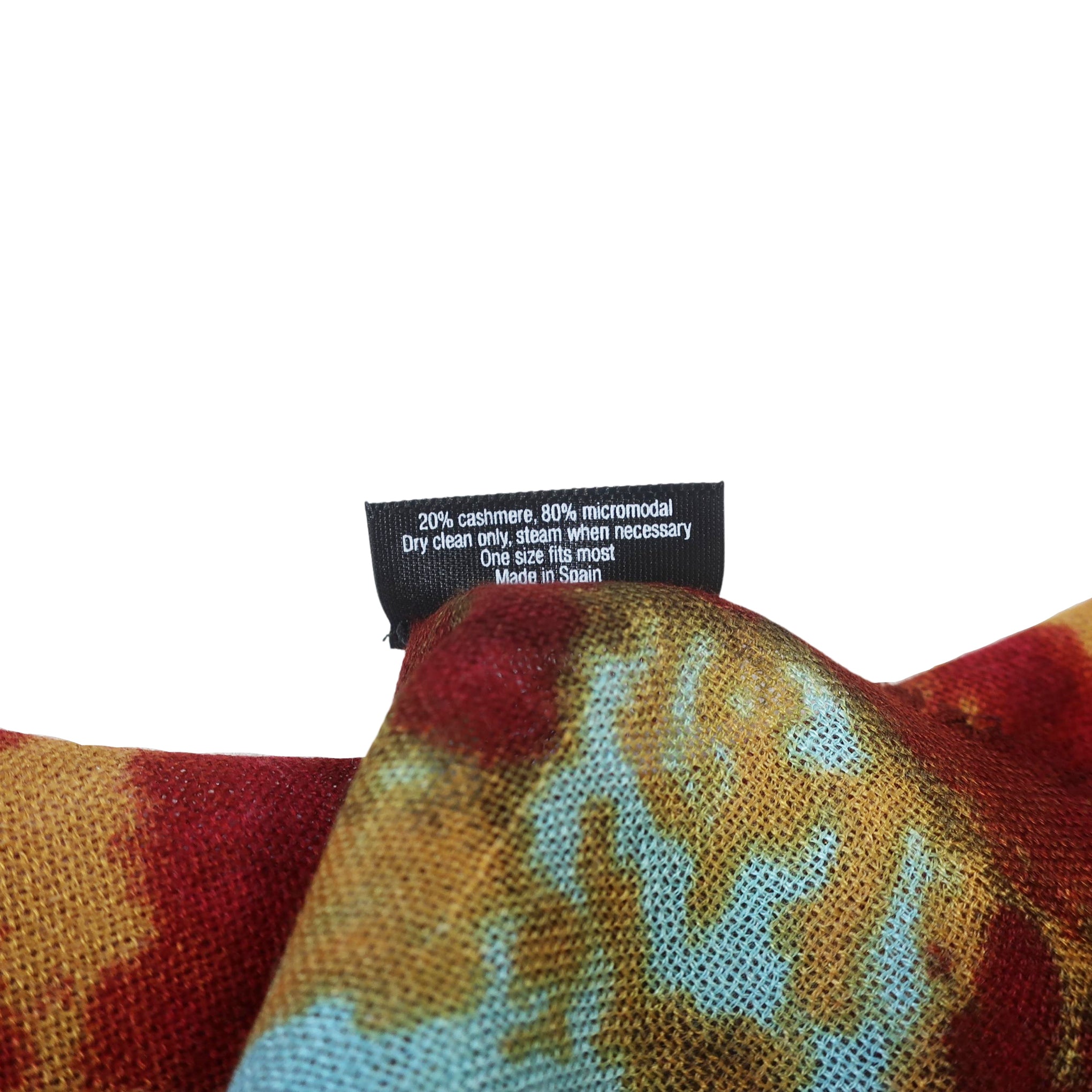 Blue Pacific Modal and Cashmere Scarf in Watercolor Mustard Yellow and Red