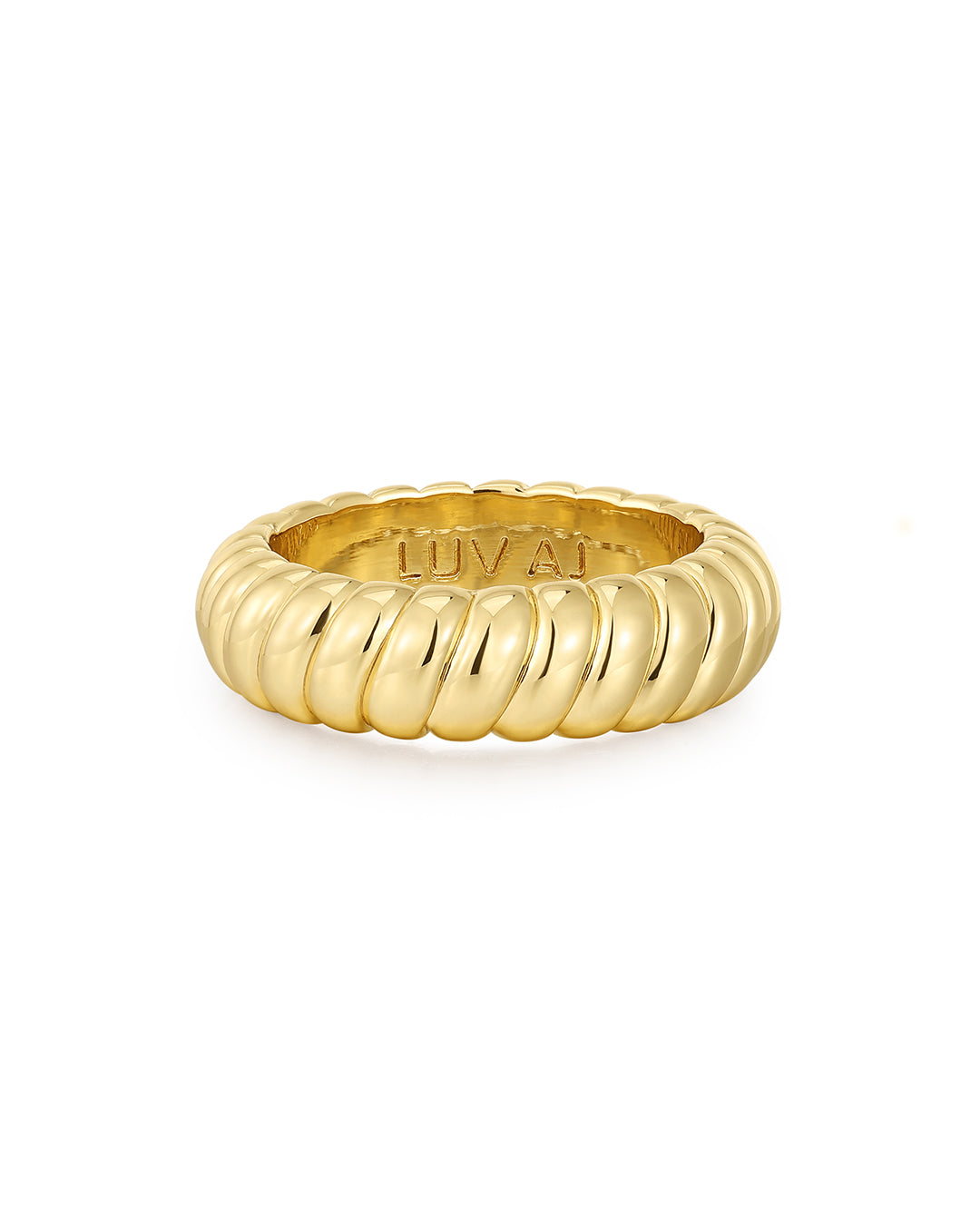 Gold Ridged Rings Images Luv Aj Ridged Marbella Band Stacking Ring in 14k Gold Plated – LavishlyHip