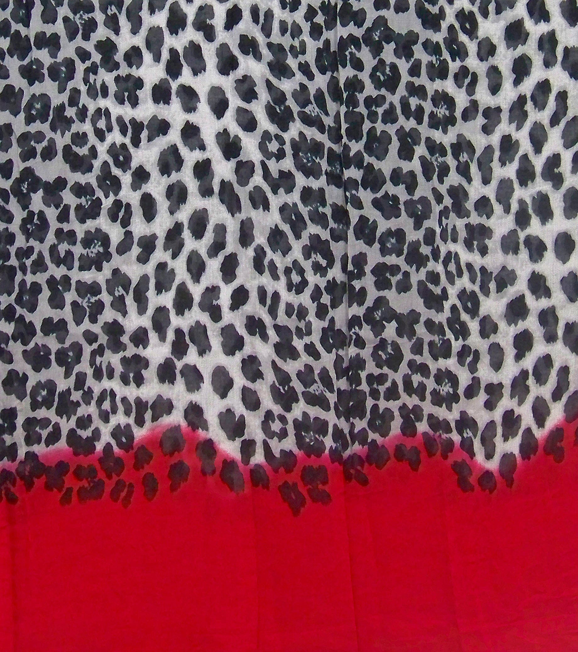 Blue Pacific Animal Print Cashmere Silk Scarf in Red and Snow 78 x 22