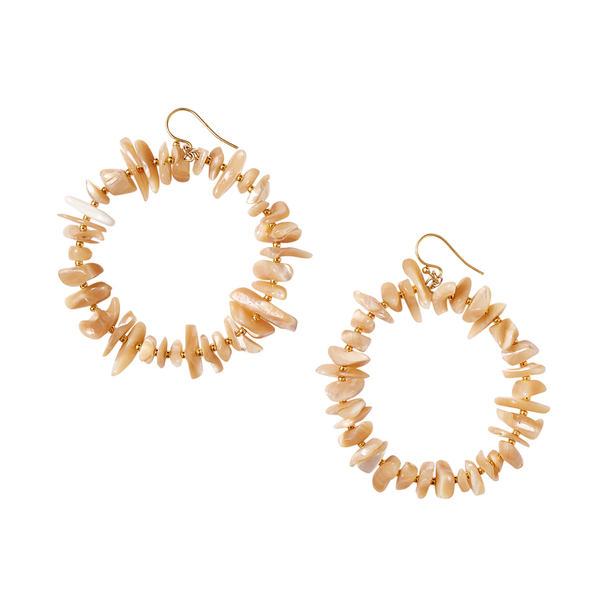 Chan Luu Seychelles Statement Hoop Earrings in Natural Mother of Pearl and Gold