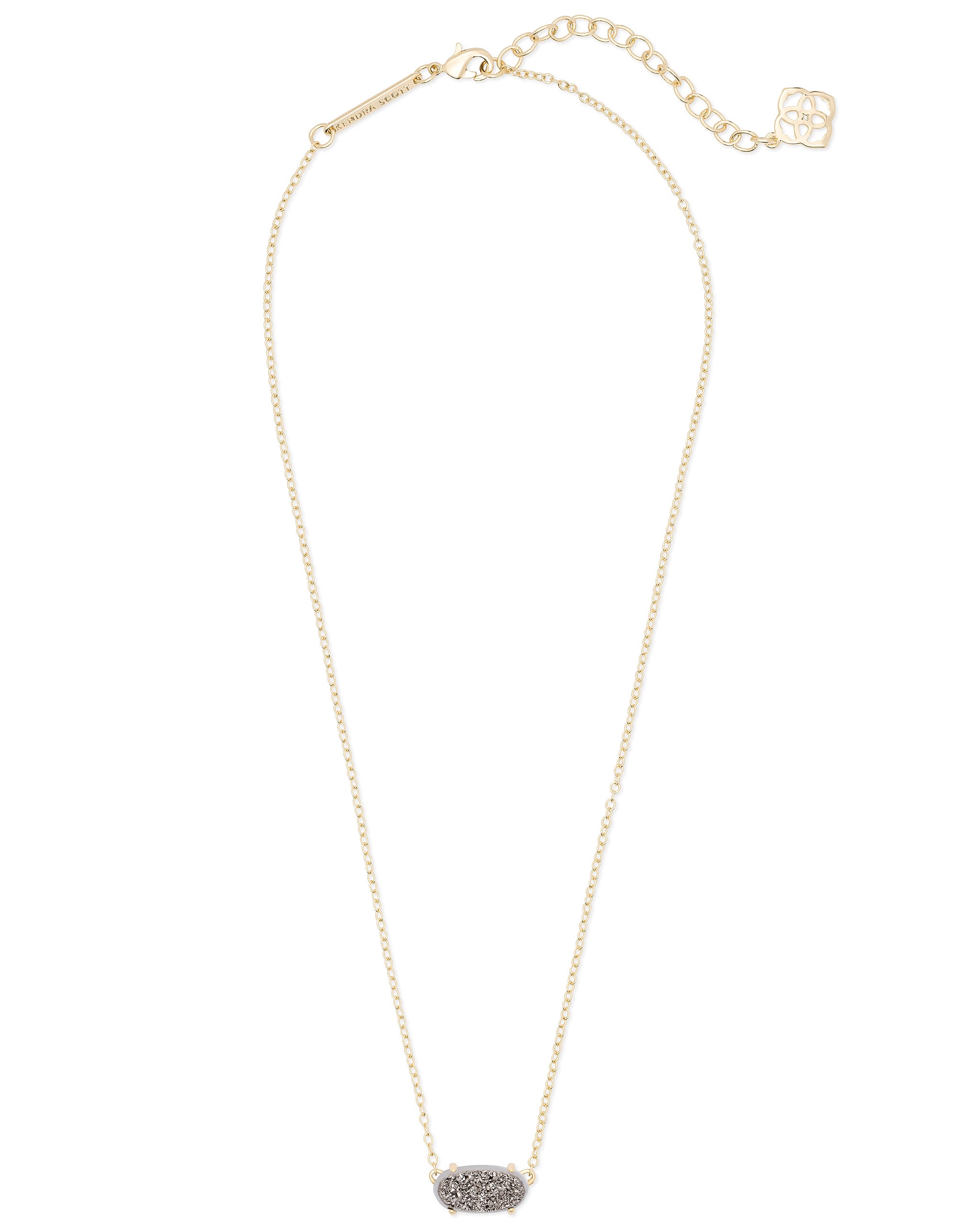 Kendra Scott Ever Oval Pendant Necklace in Platinum Drusy and Gold
