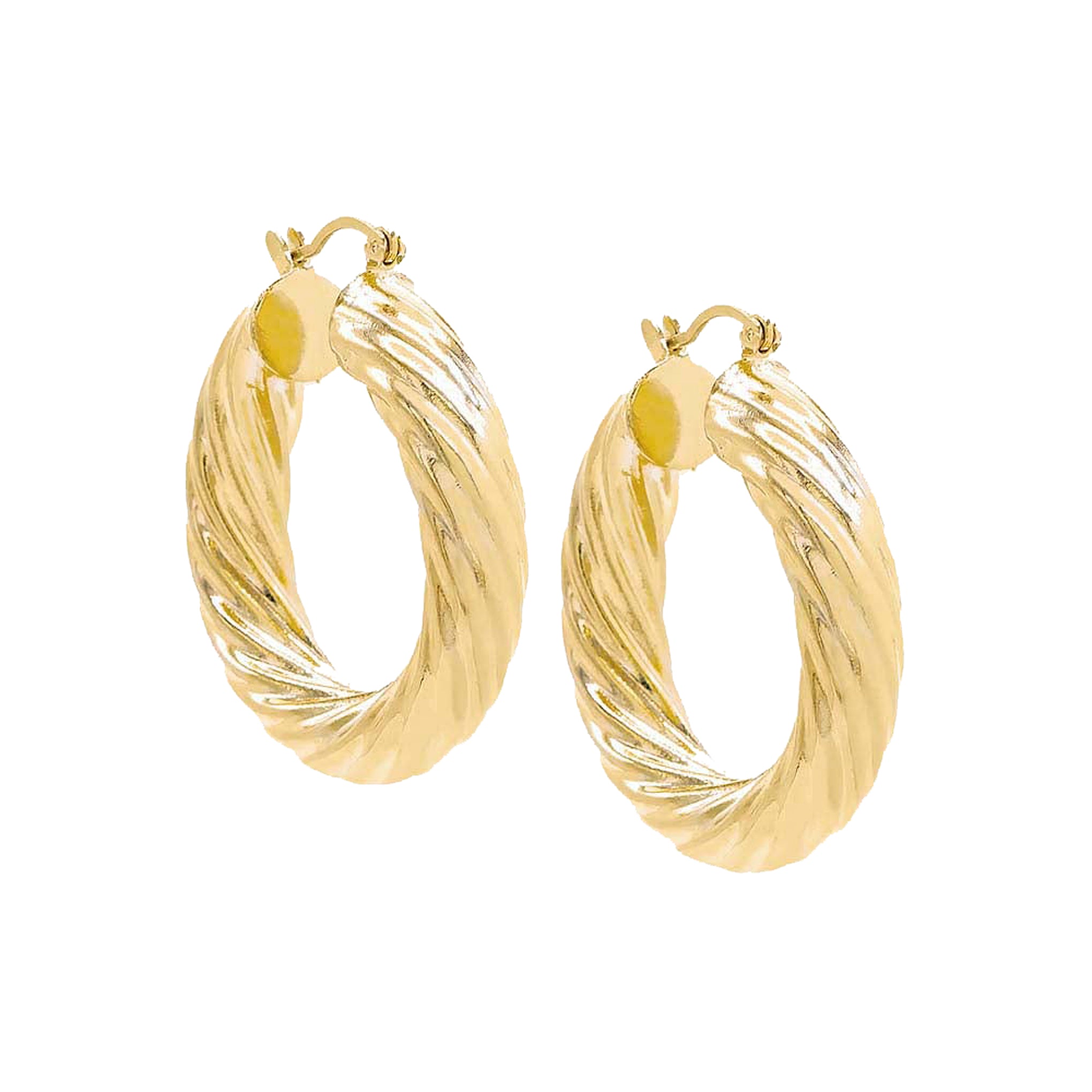 Adina Eden Chunky Swirl Hoop Earrings in 14k Gold Vermeil