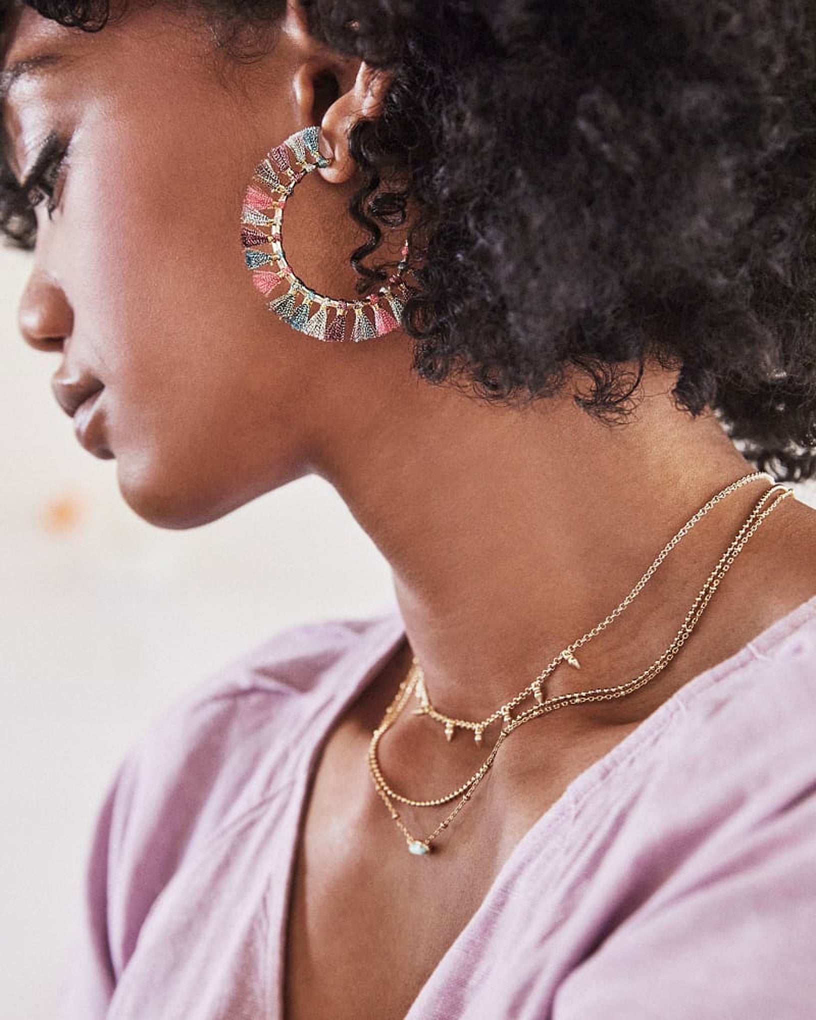 Kendra Scott Emilie Oval Multi Strand Necklace in Platinum Drusy and Rhodium