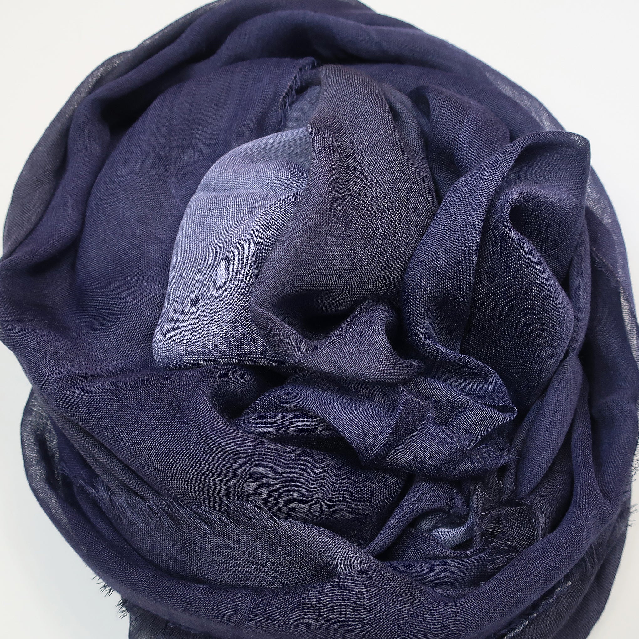 Blue Pacific Dream Cashmere and Silk Scarf in Vintage Indigo and Gray 47 x 37