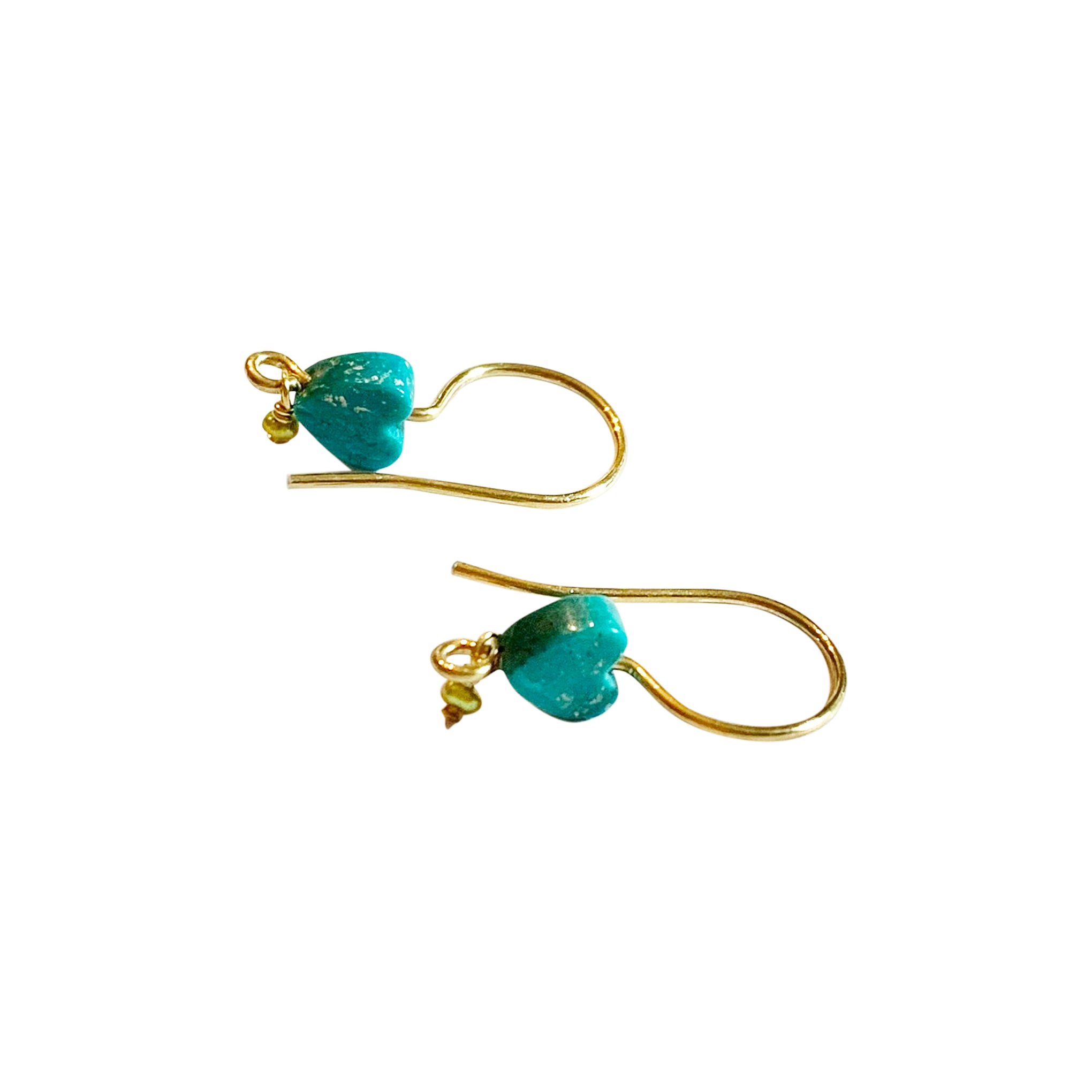 Chan Luu Petite Dangle Heart Charm Earrings in Turquoise Blue and Gold Vermeil