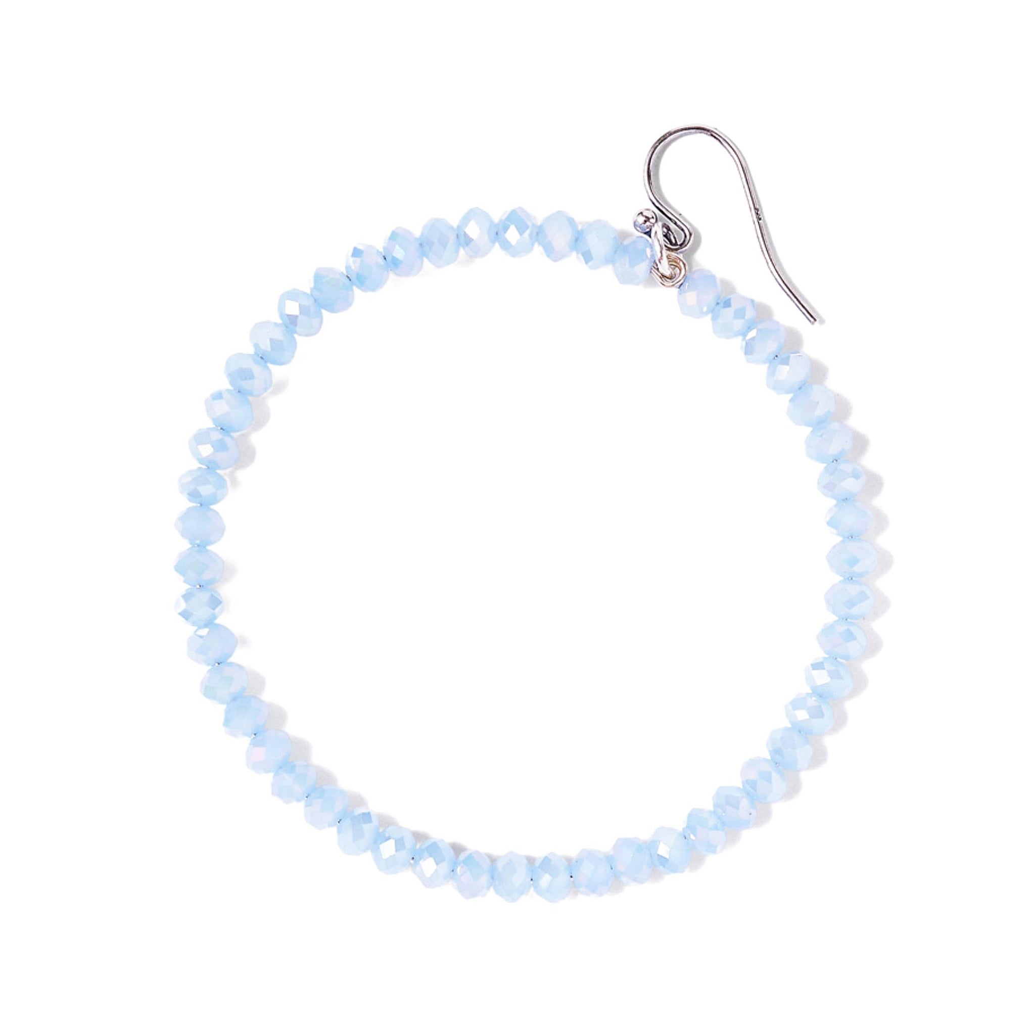 Chan Luu 2.25 Inch Silver Hoop Earrings in Periwinkle Blue Crystals
