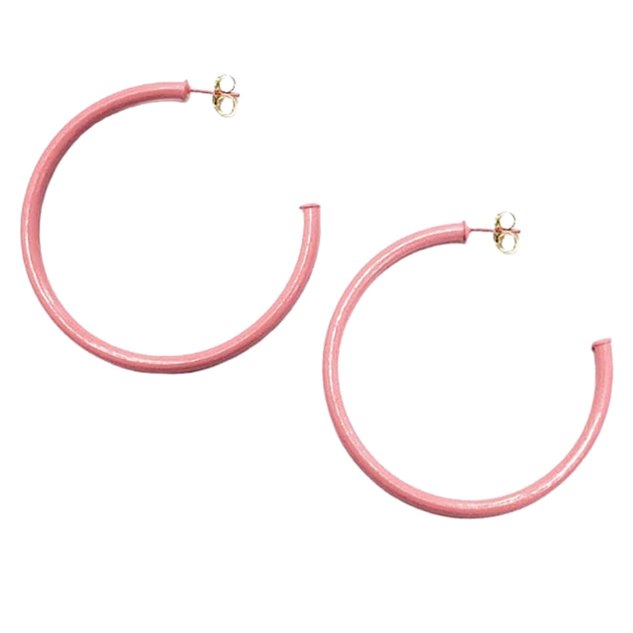 Sheila Fajl 2.5 Inch Everybody's Favorite Hoop Earrings in Painted Pink