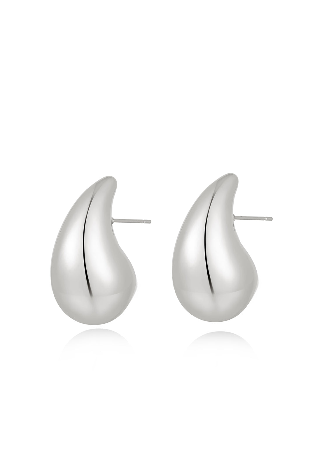 Luv Aj Gia Teardrop Hoop Earrings in Polished Rhodium Plated