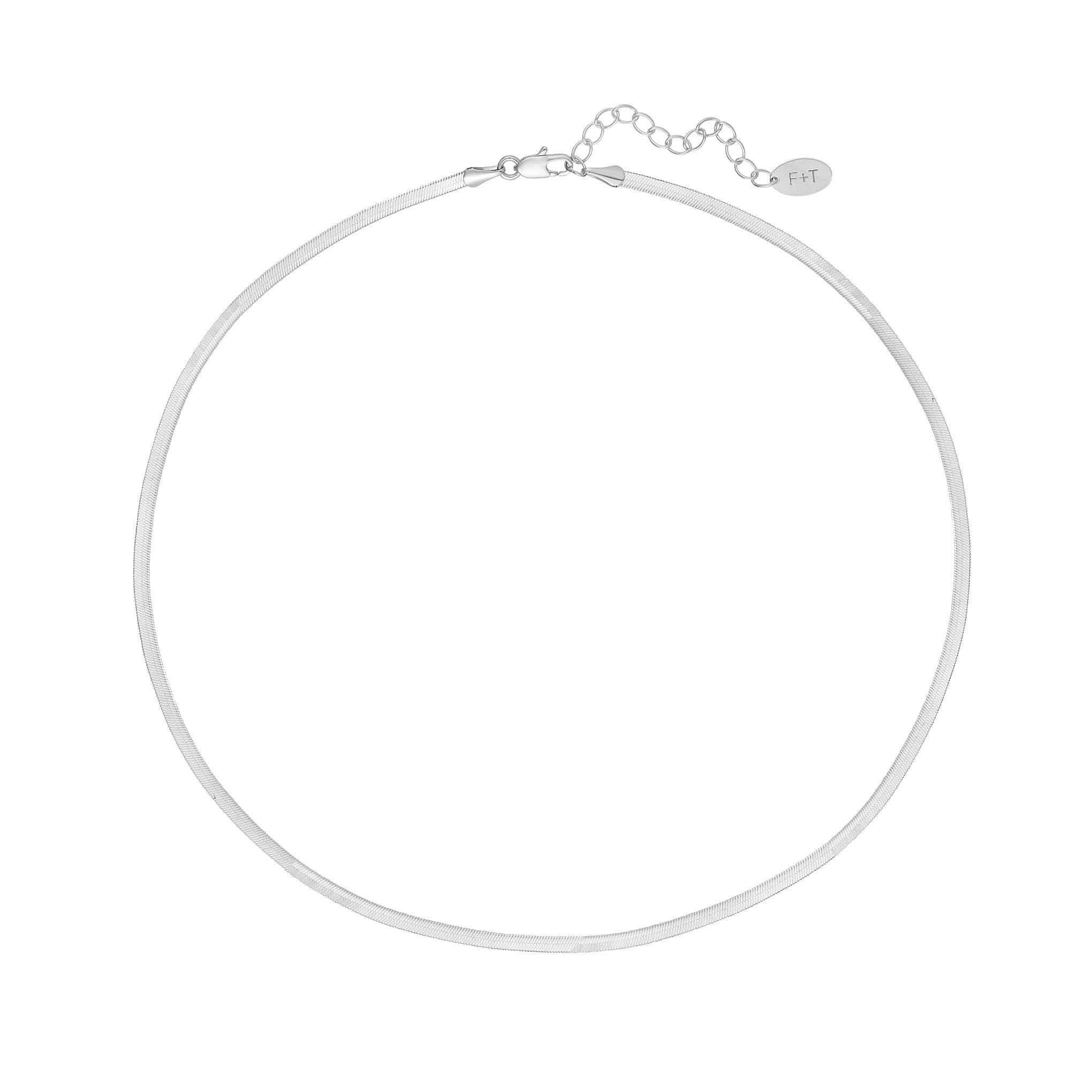 Five and Two Jagger 3mm Snake Chain Layering Necklace in Rhodium Plated