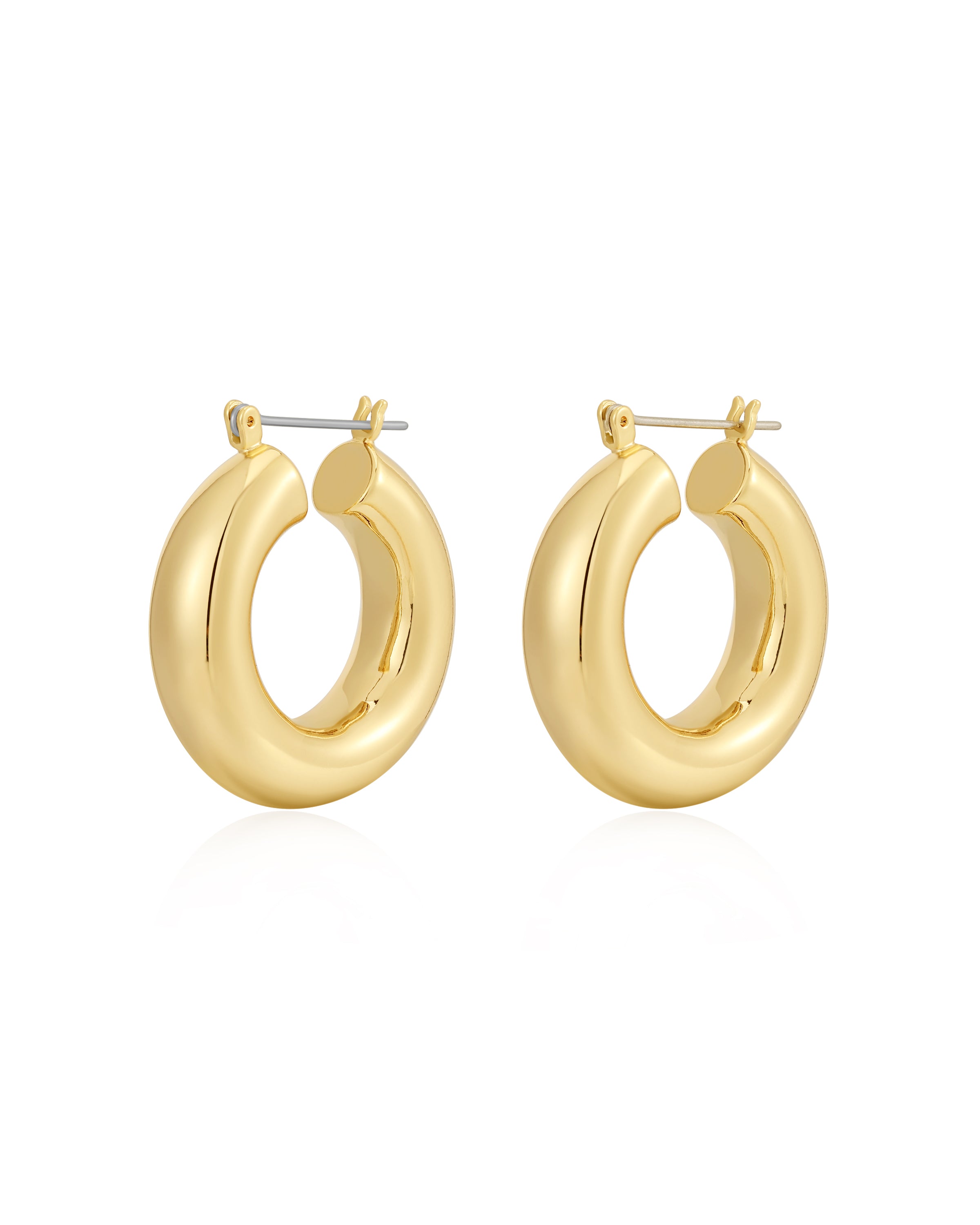 Luv Aj Malibu Thick Tube Hoop Earrings in Polished 18k Gold