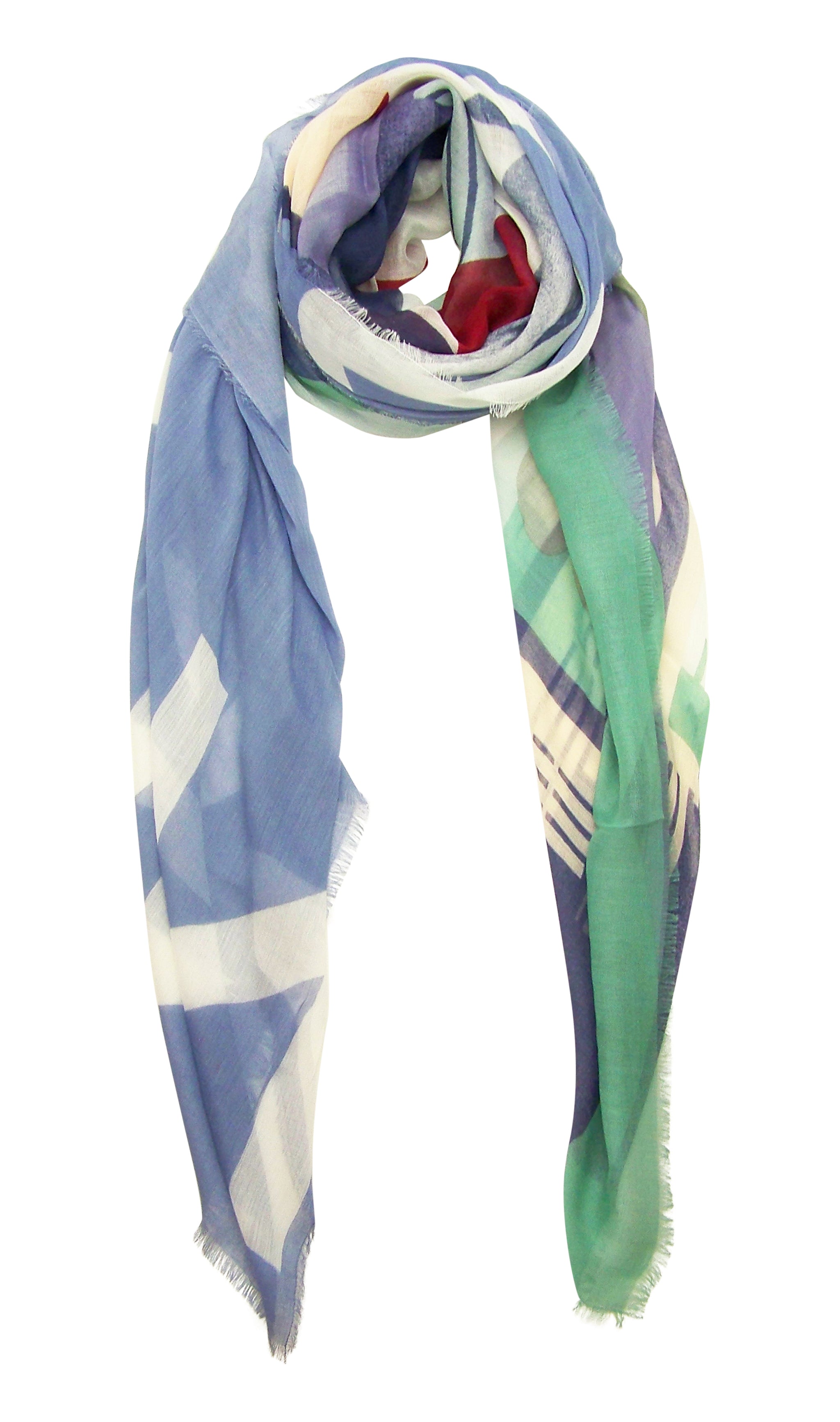 Primary Rolled View Blue Pacific Vintage Locale London Cashmere and Silk Scarf