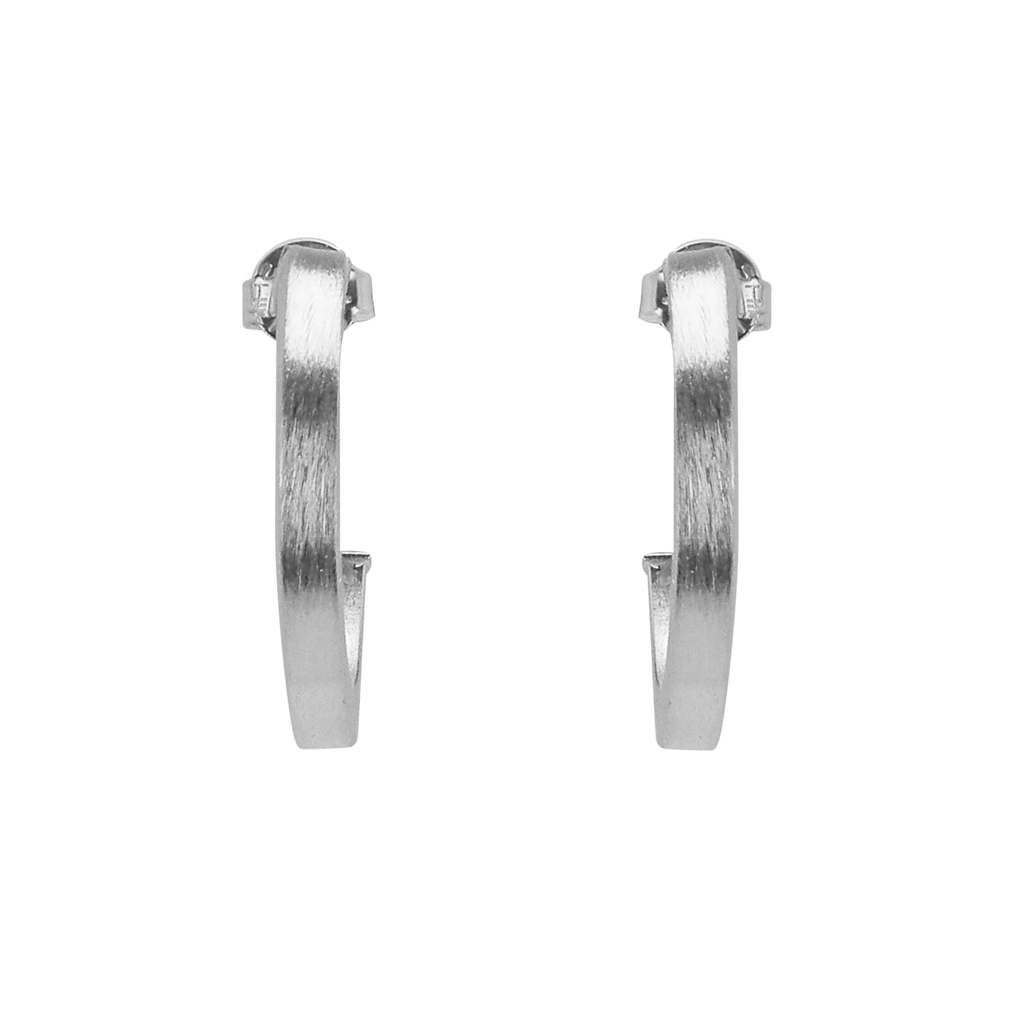 Front View of Sheila Fajl Ilana Bold Square Tube Hoop Earrings in Silver Plated