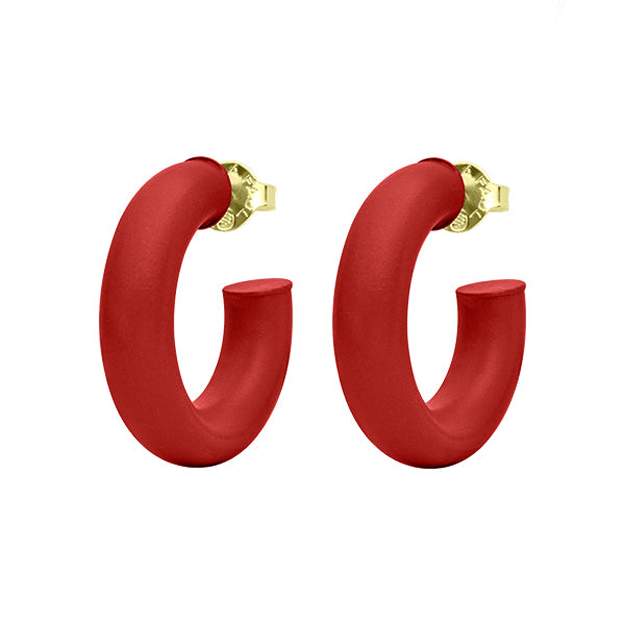 Sheila Fajl Thick Small Chantal Hoop Earrings in Painted Red