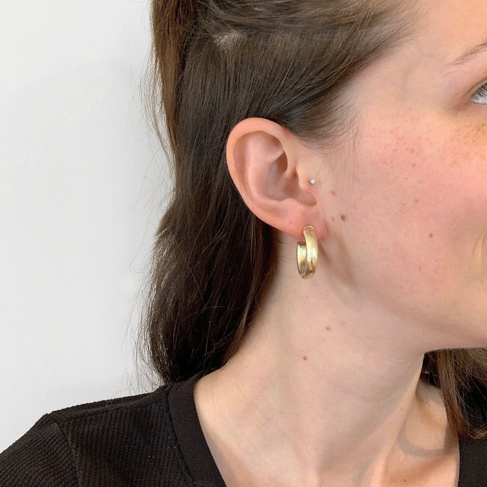 Sheila Fajl Thin Petite Chantal Hoop Earrings in Brushed Gold Plated