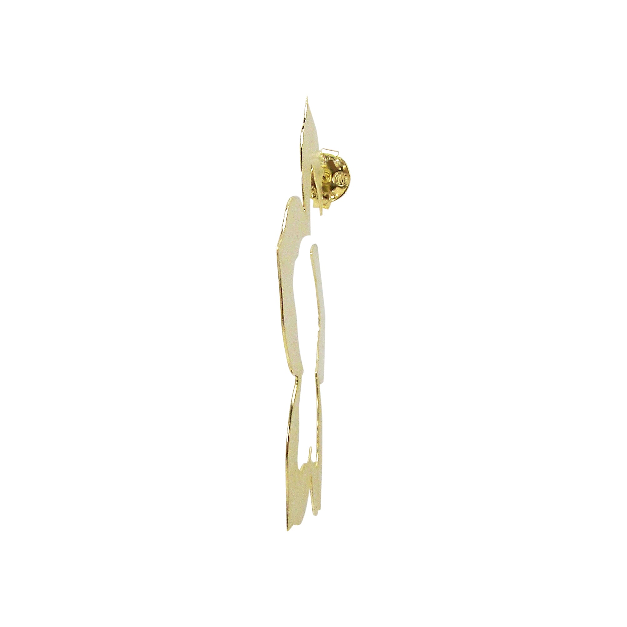 front image of single Sheila Fajl Flora Flower Inspired Hoop Earrings in Brushed Gold Plated