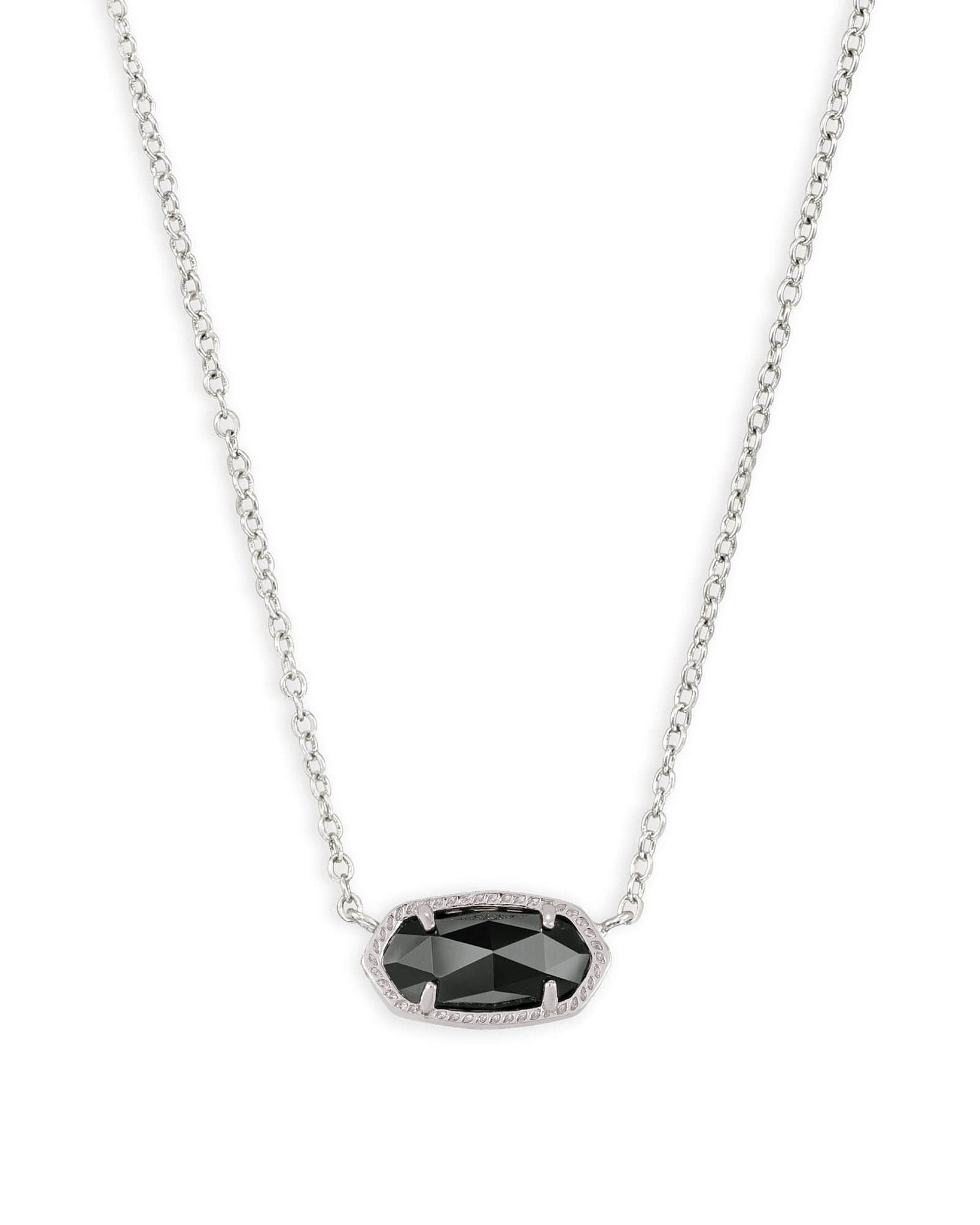 Kendra Scott Elisa Oval Pendant Necklace in Black and Rhodium Plated