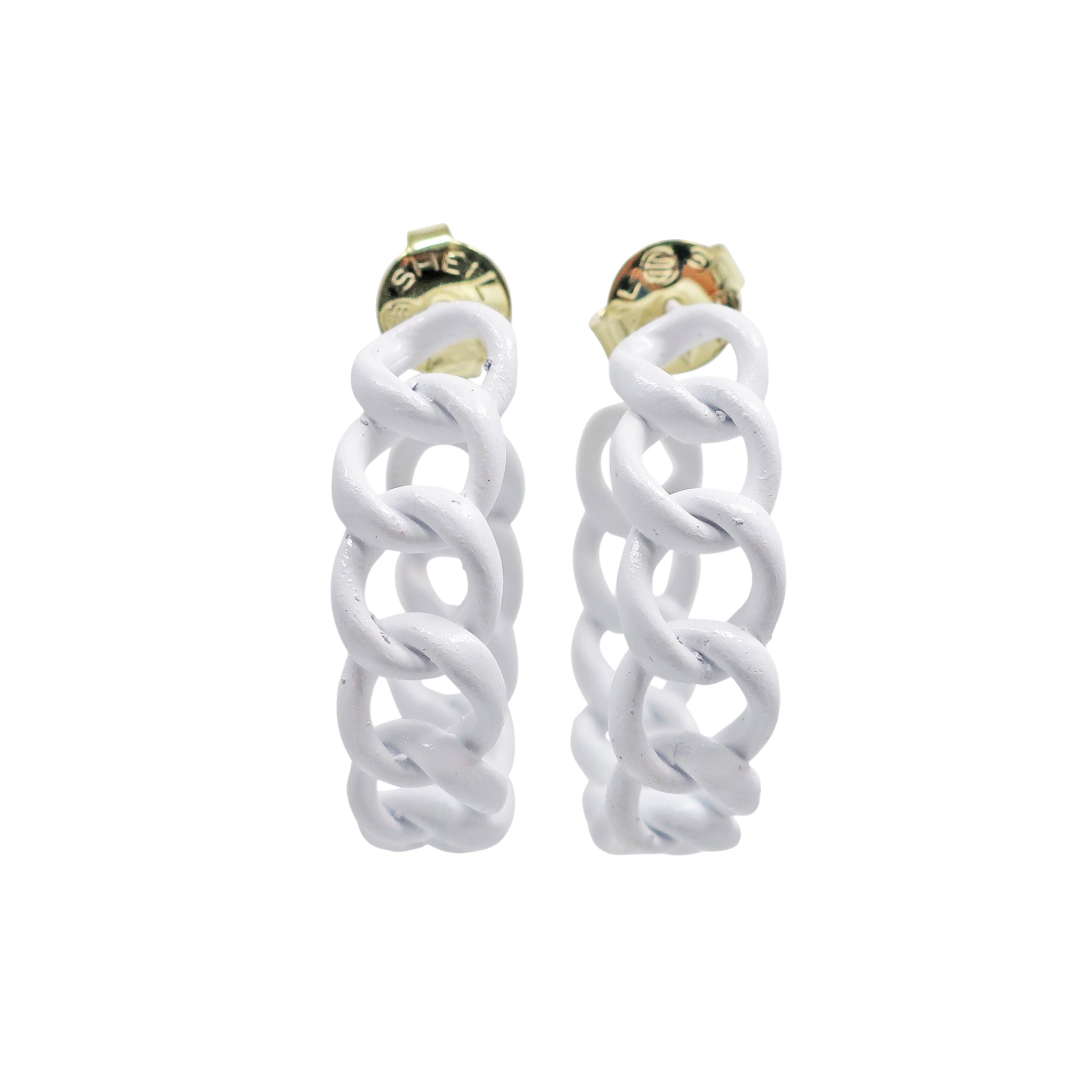 Sheila Fajl Petite Painted Chain Hoop Earrings in White