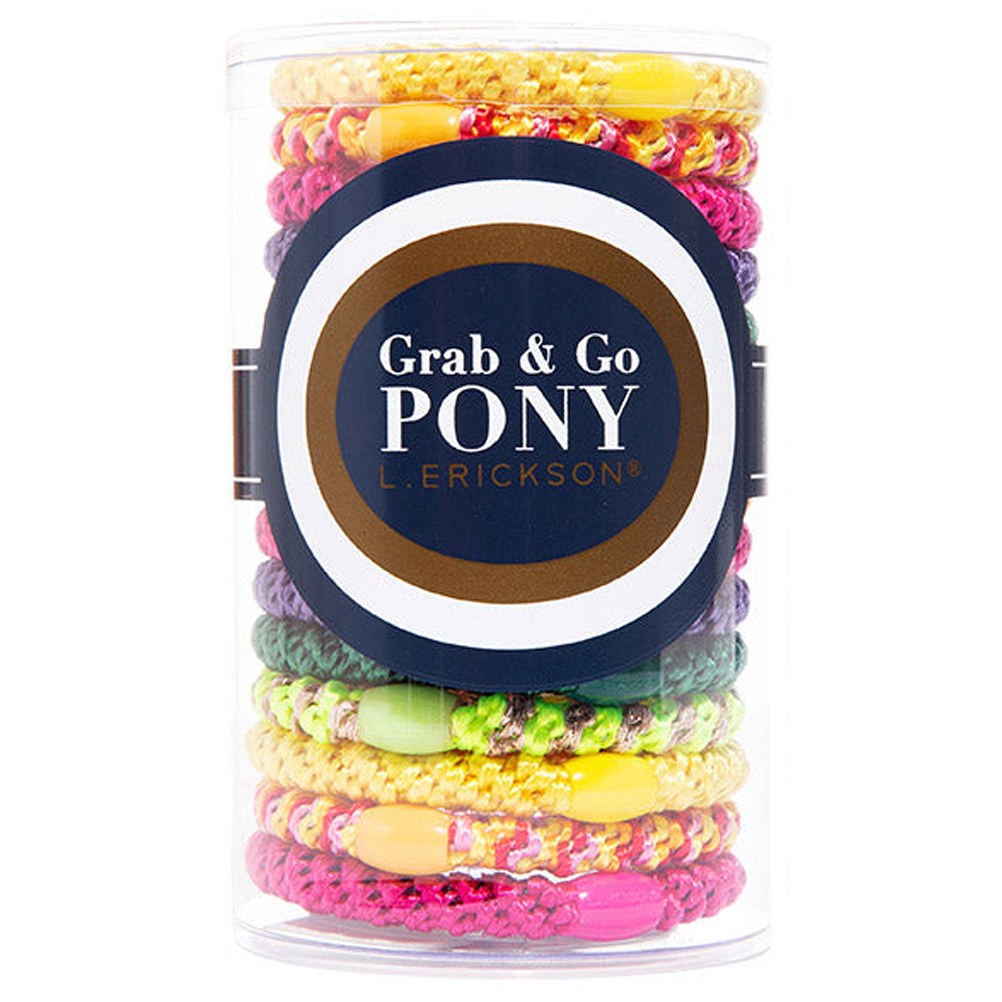 L. Erickson Grab and Go Pony Tube Hair Ties in Vida Loca 15 Pack