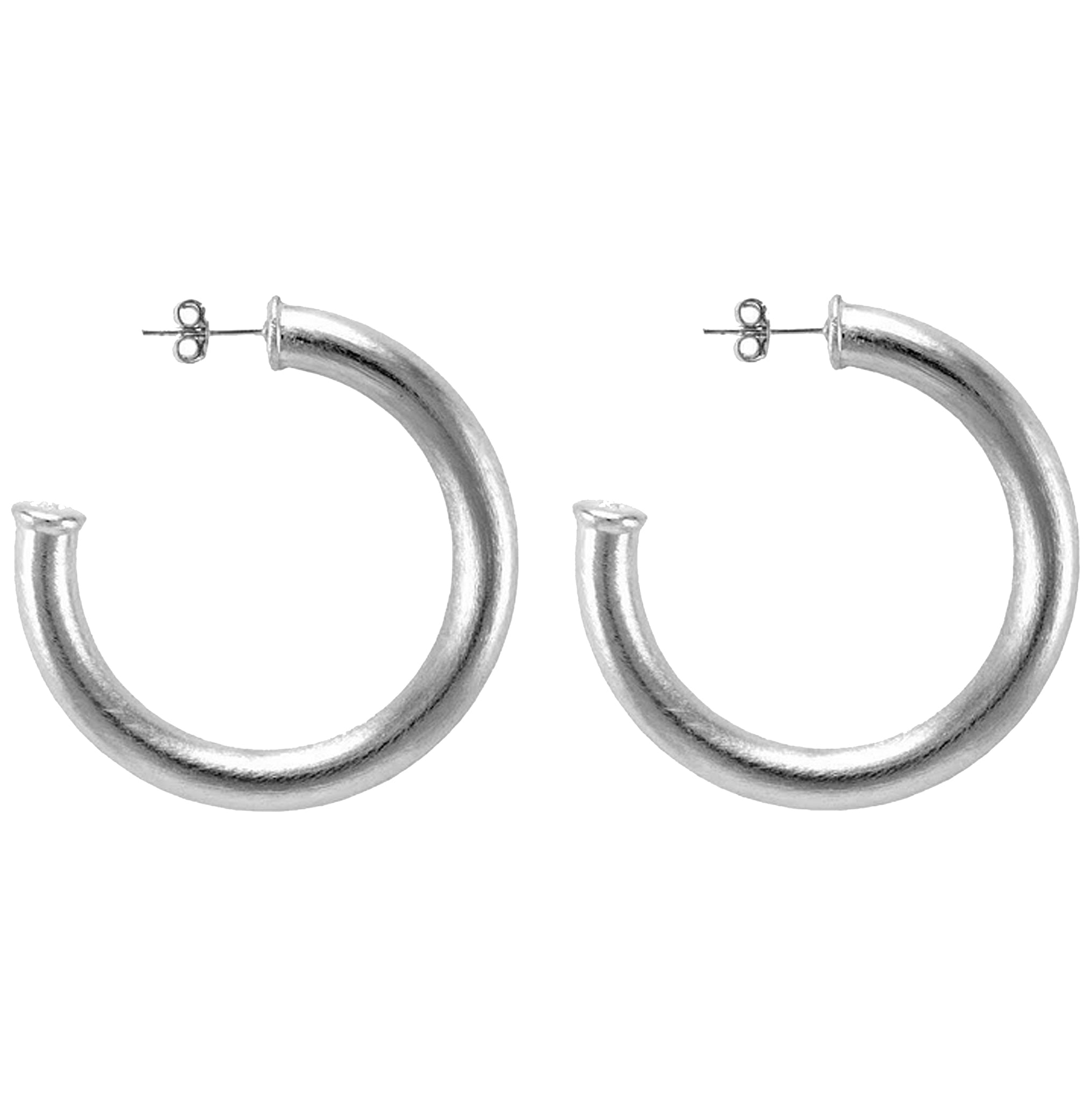 Sheila Fajl Thick Chantal Hoop Earrings in Brushed Silver Plated