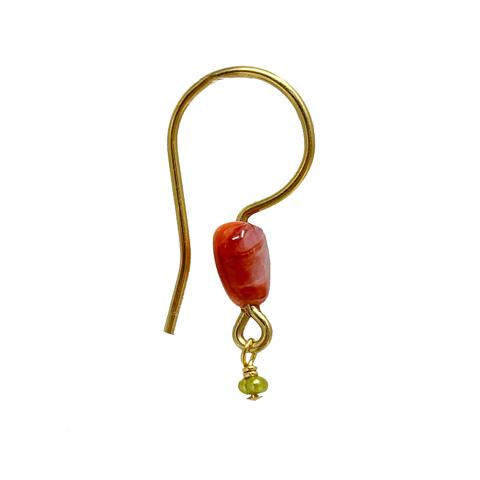 Chan Luu Petite Dangle Heart Charm Earrings in Red Shell Mix and Gold Vermeil