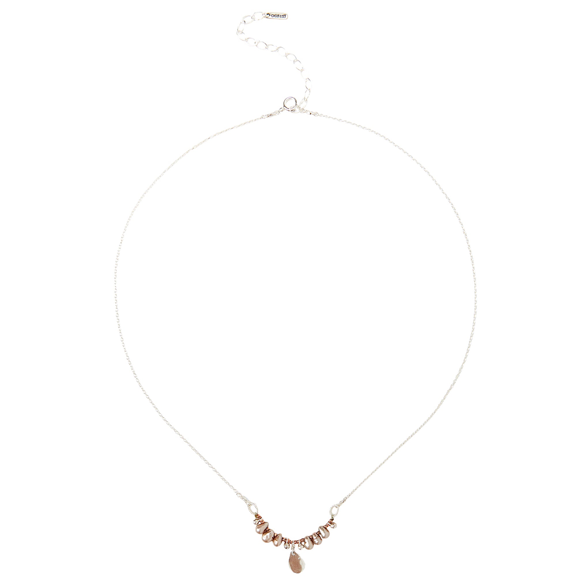 Chan Luu Dangling Pearl Pendant Necklace in Taupe Grey and Silver