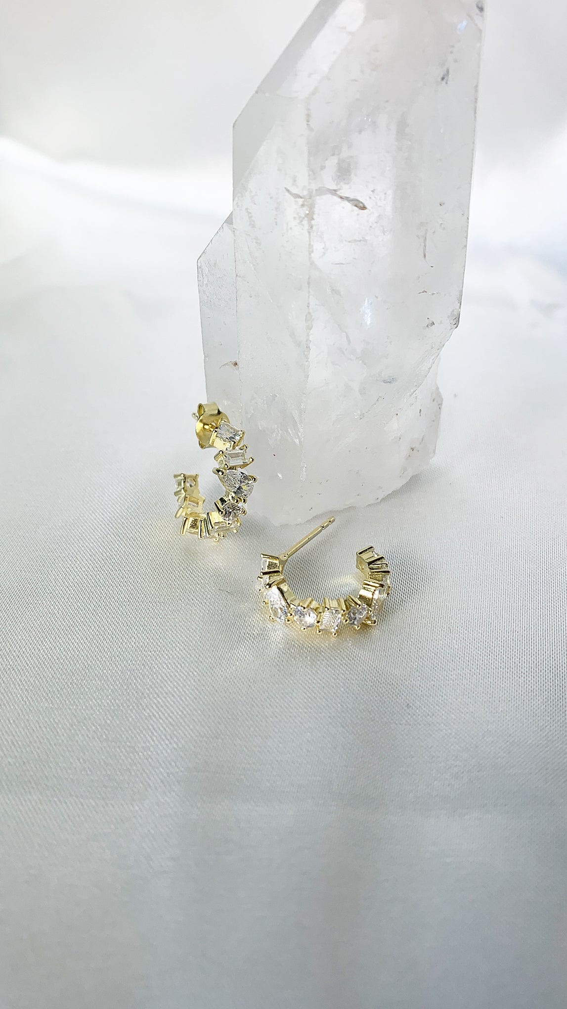 Adina Eden Multi Shape CZ Small Hoop Earrings in 14k Gold Vermeil