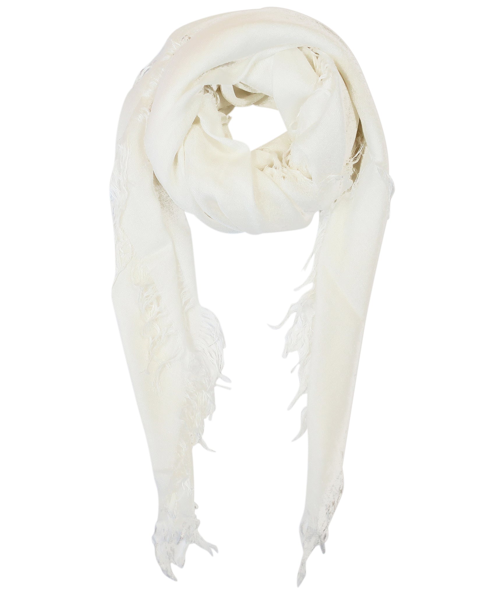 Blue Pacific Tissue Modal and Cashmere Scarf in Cloud Cream White