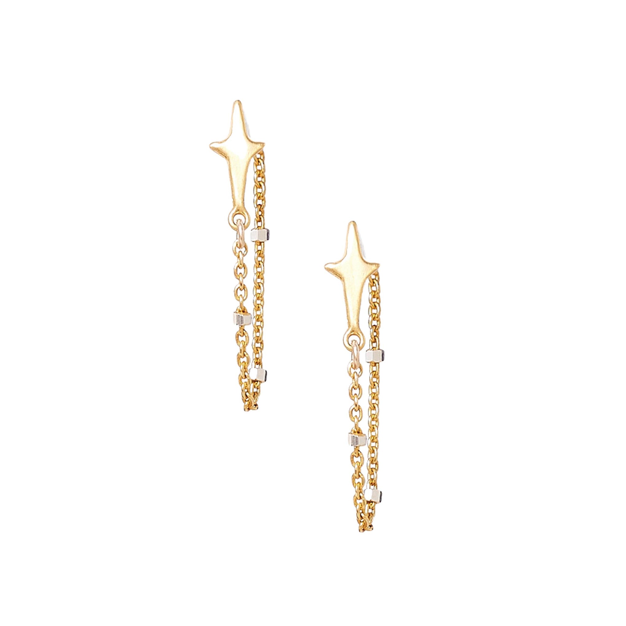 Chan Luu Star Chain Loop Stud Earrings in Gold