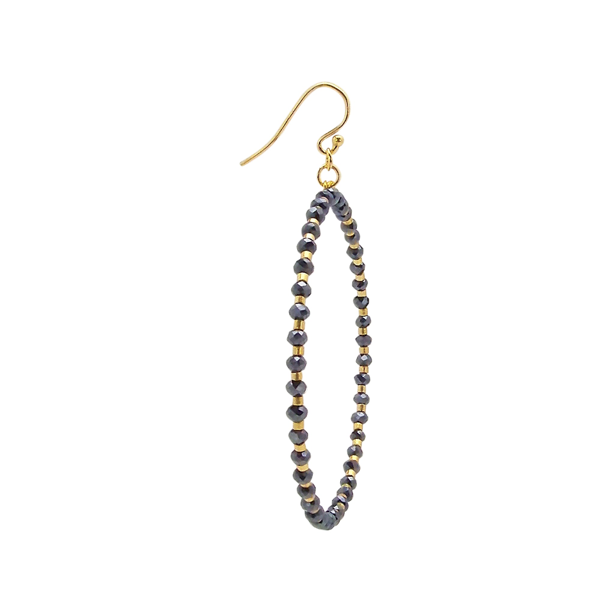 side image of Chan Luu 2 Inch Hoop Earrings in Midnight Crystal and Gold