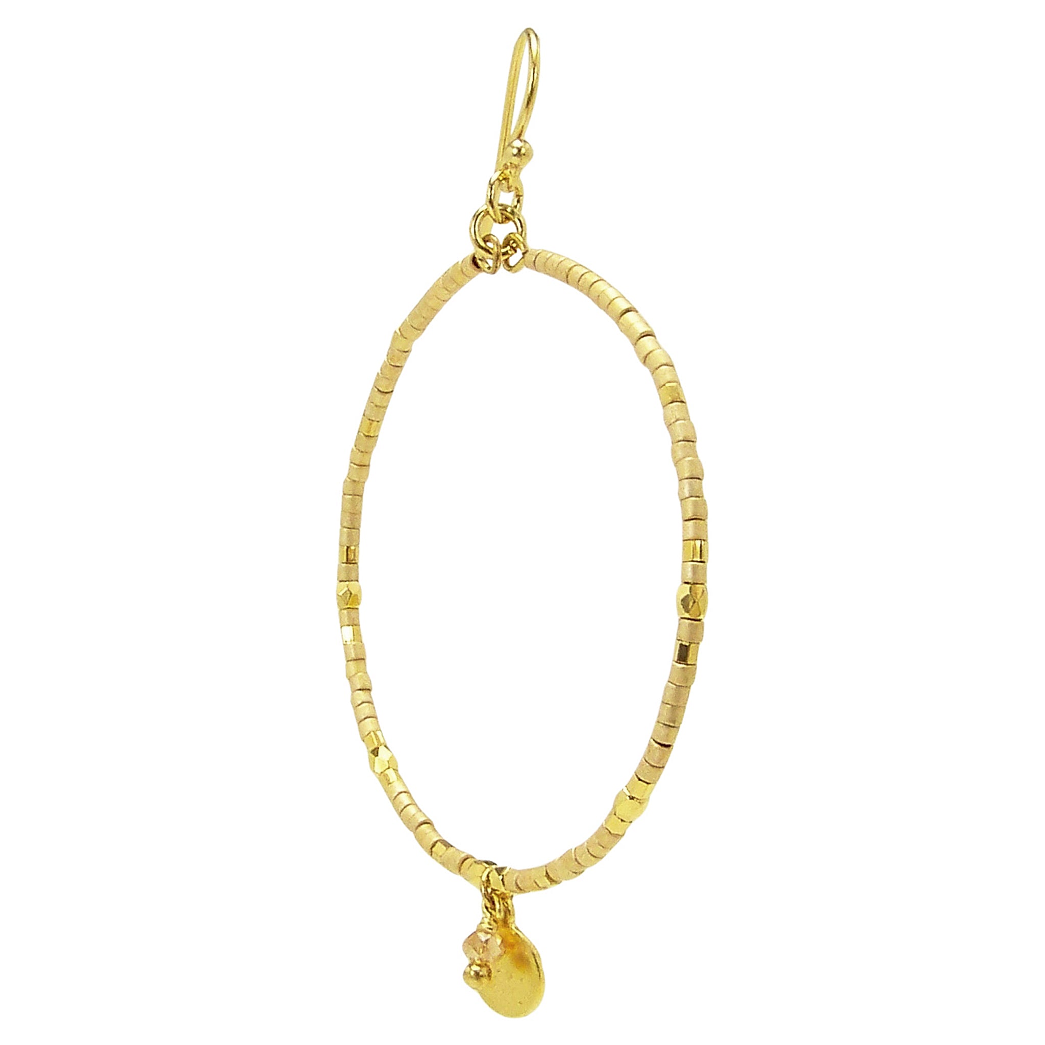 Chan Luu Gold Hoop Earrings in Gold Seed Beads with Dangle Charm