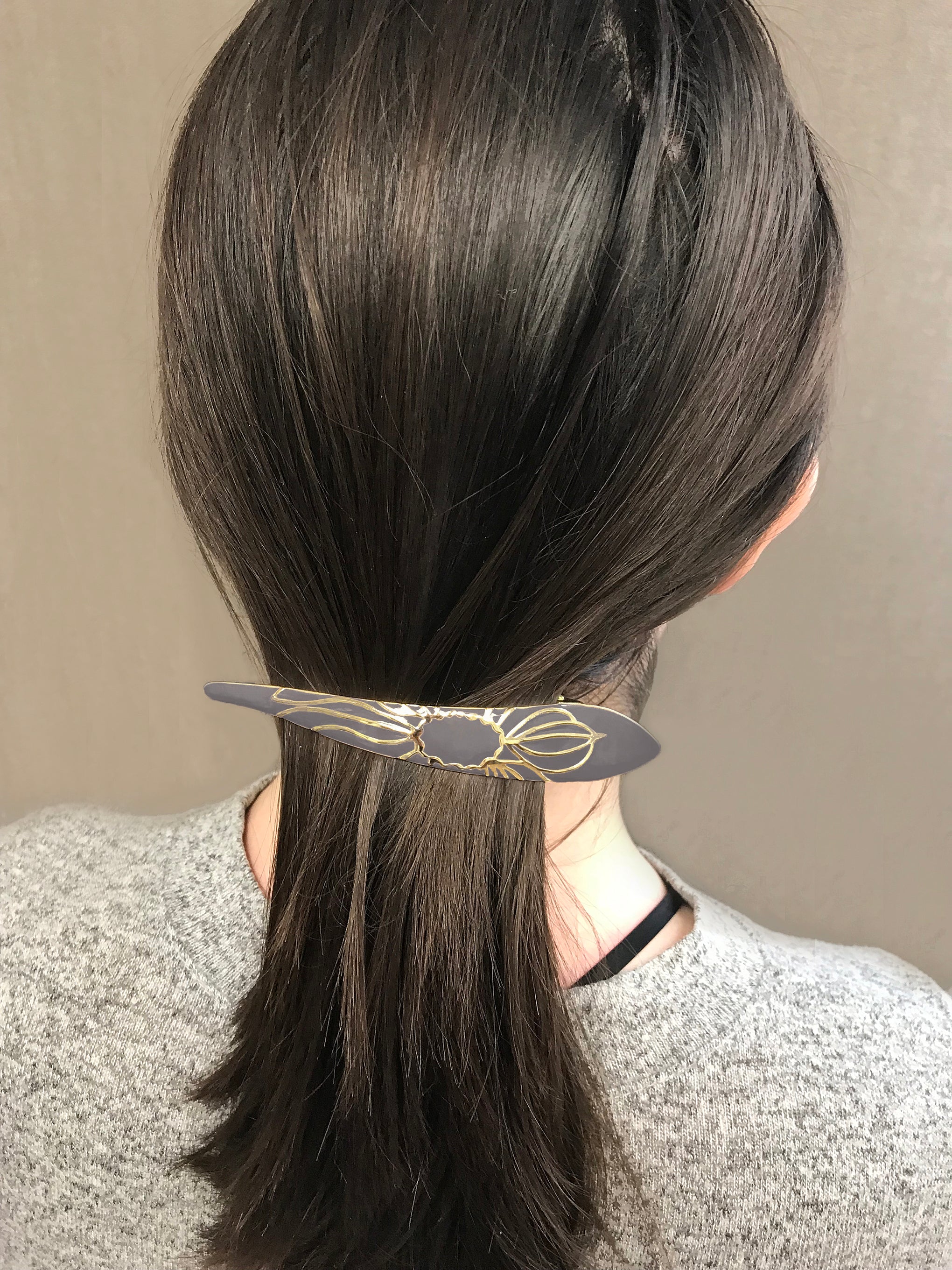 Ficcare Maximas Hair Clip in Lotus Sahara Stone and Gold