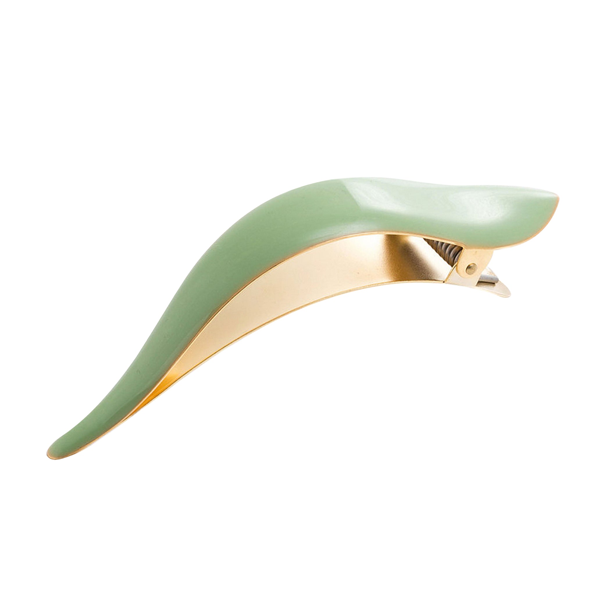 Ficcare Maximas Hair Clip in Sahara Agave Green Enamel and Gold Plated