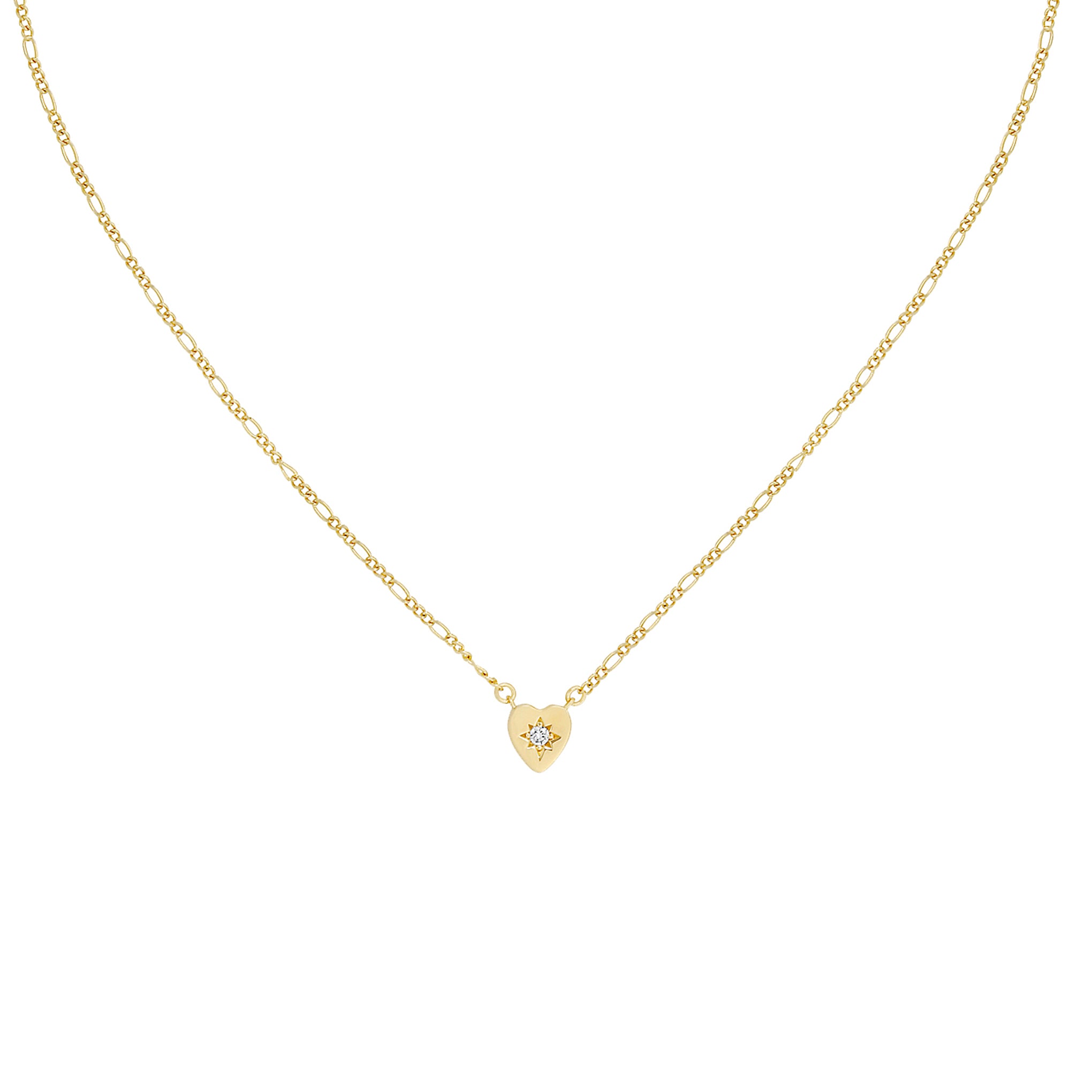 Five and Two Alice Heart Pendant Necklace in Clear CZ and Gold Plated