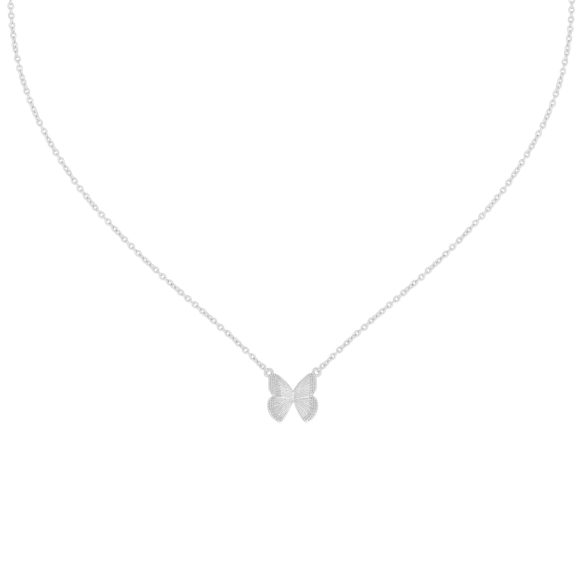 Five and Two Mariposa Butterfly Wing Pendant Necklace in Sterling Silver
