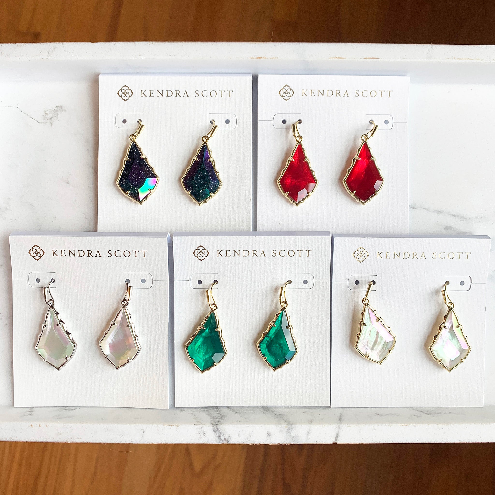 Kendra Scott Small Alex Dangle Earrings in Faceted Ivory Illusion and Rhodium