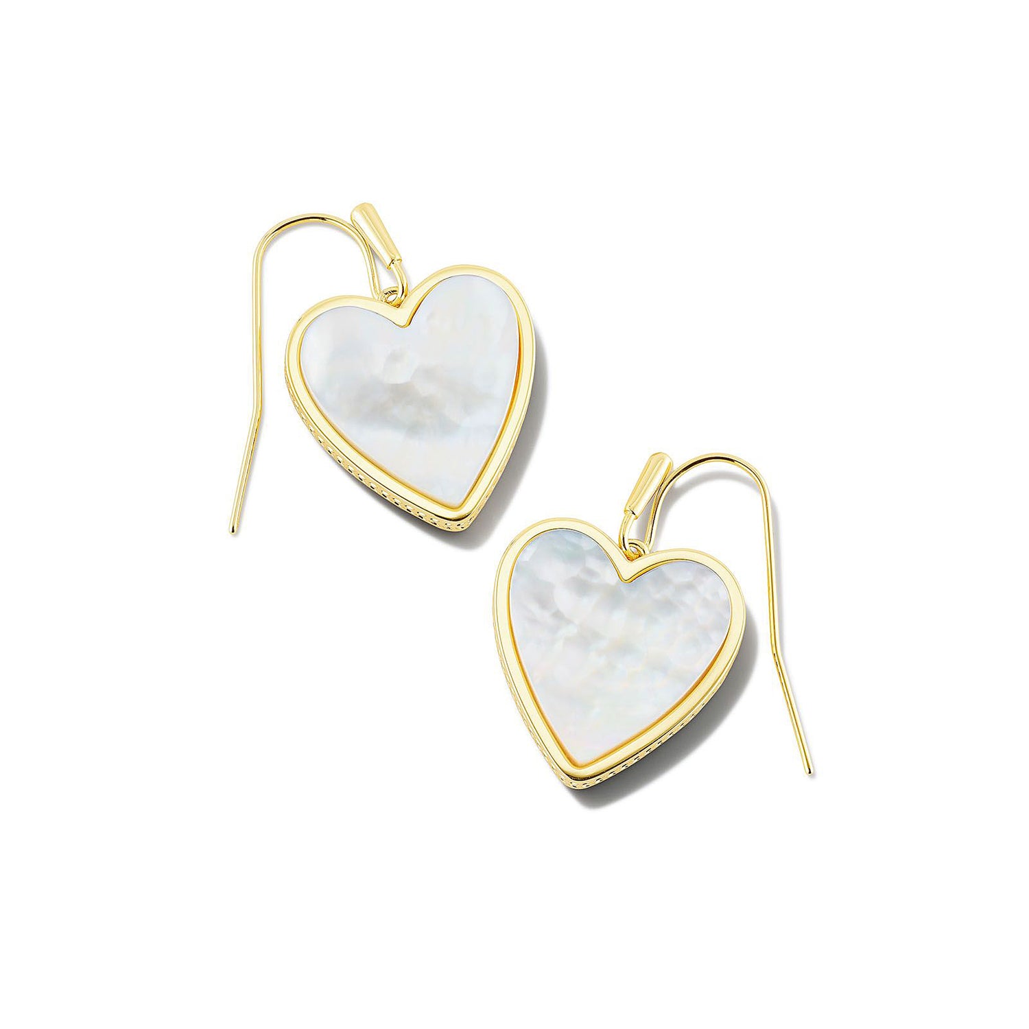 Kendra Scott Heart Dangle Drop Earrings in Ivory Mother of Pearl and Gold