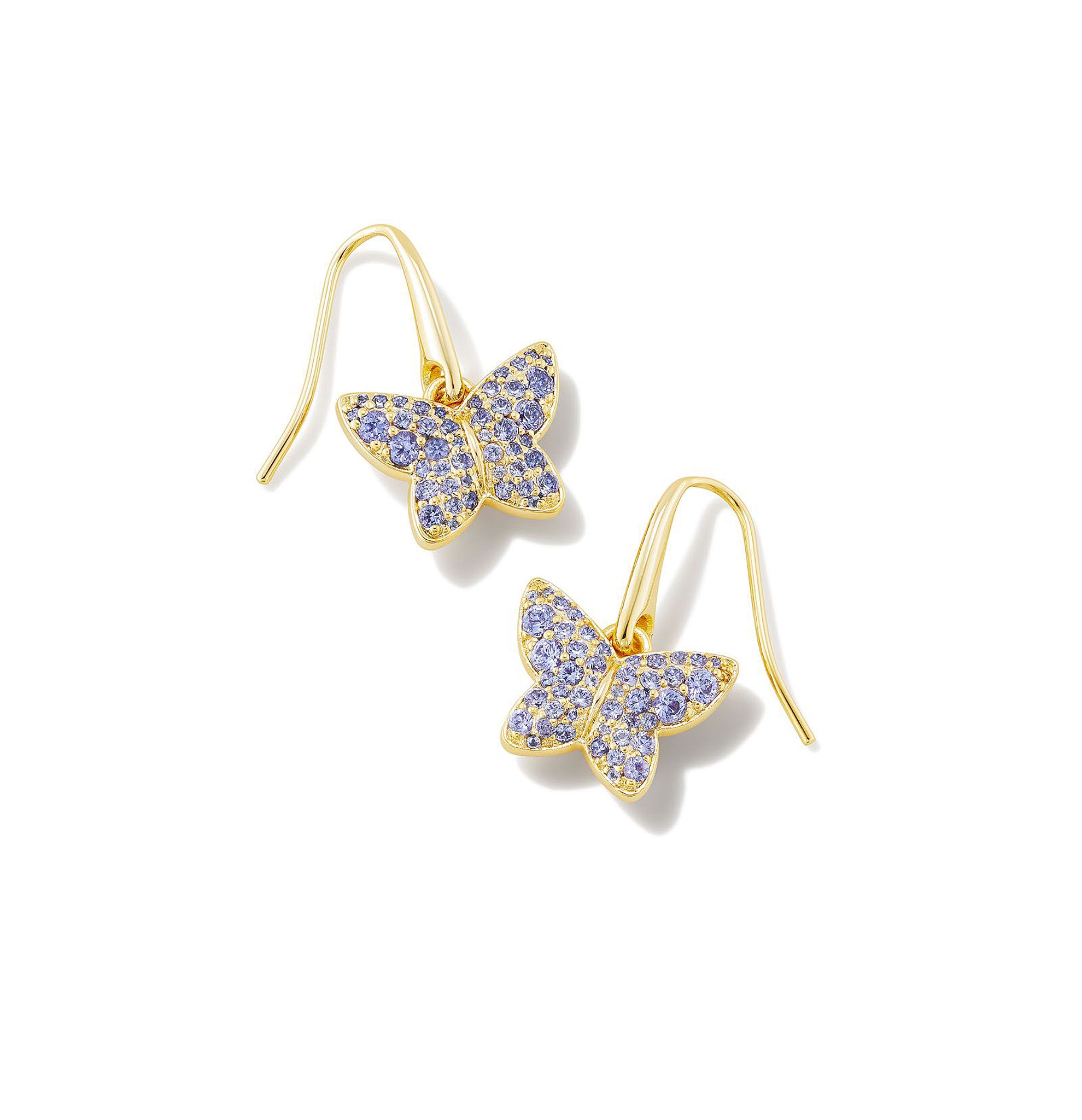 Kendra Scott Lillia Butterfly Dangle Earrings in Violet Crystal and Gold Plated