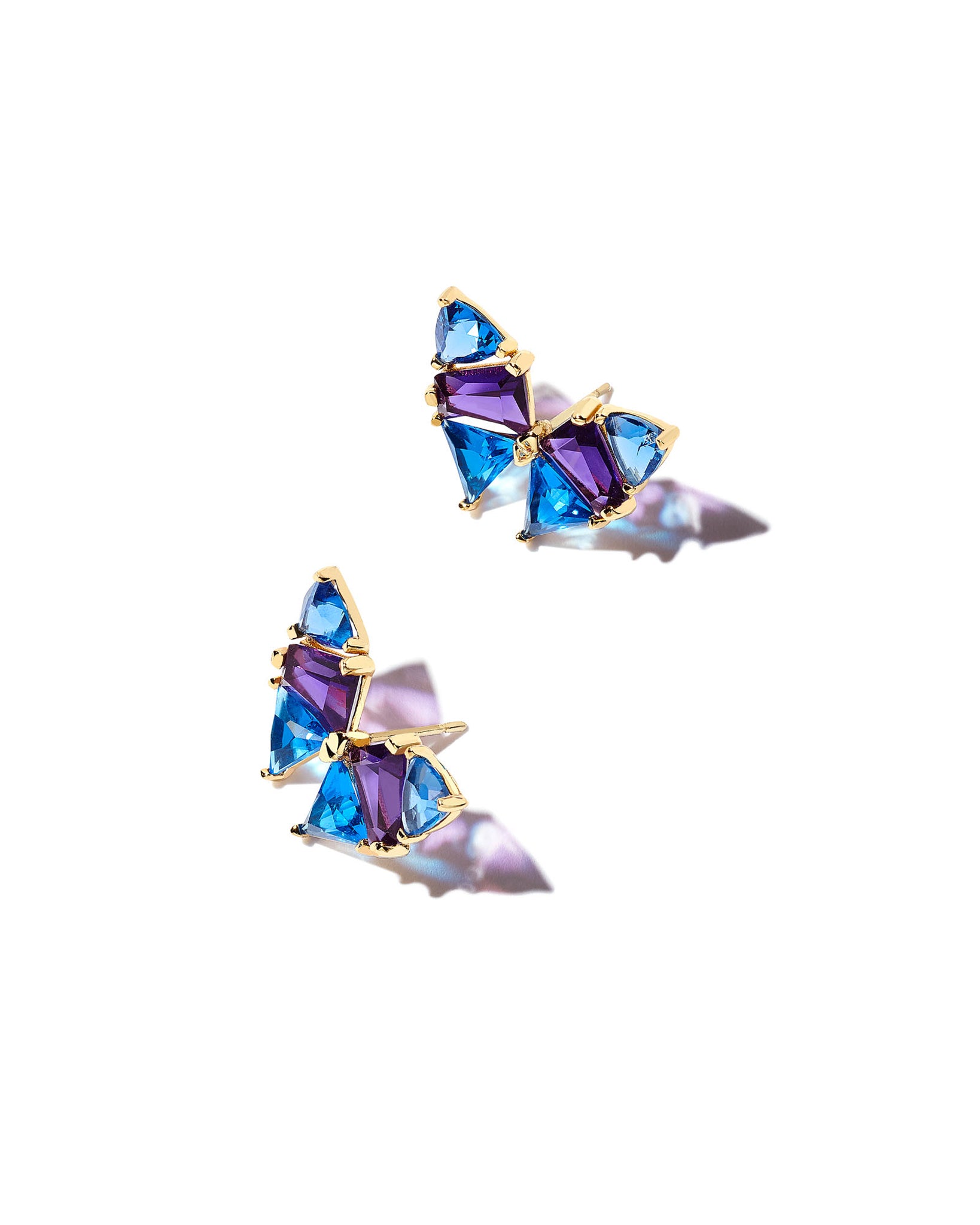 Kendra Scott Blair Butterfly Stud Earrings in Blue Mix and Gold Plated
