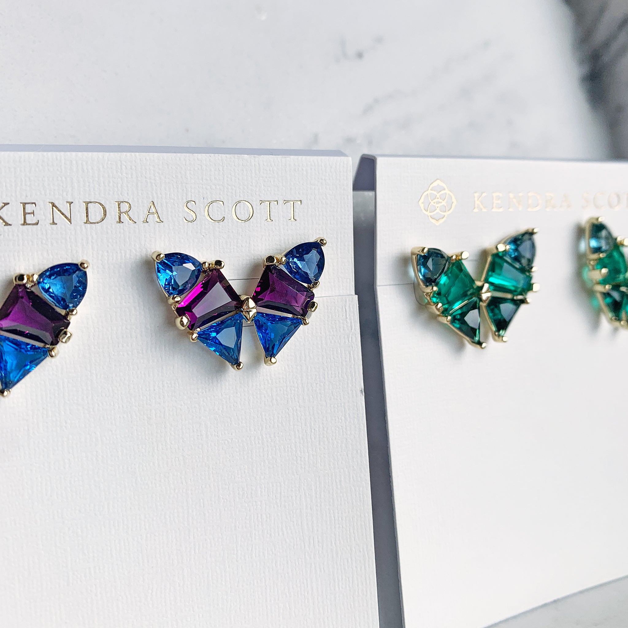 Kendra Scott Blair Butterfly Stud Earrings in Blue Mix and Gold Plated