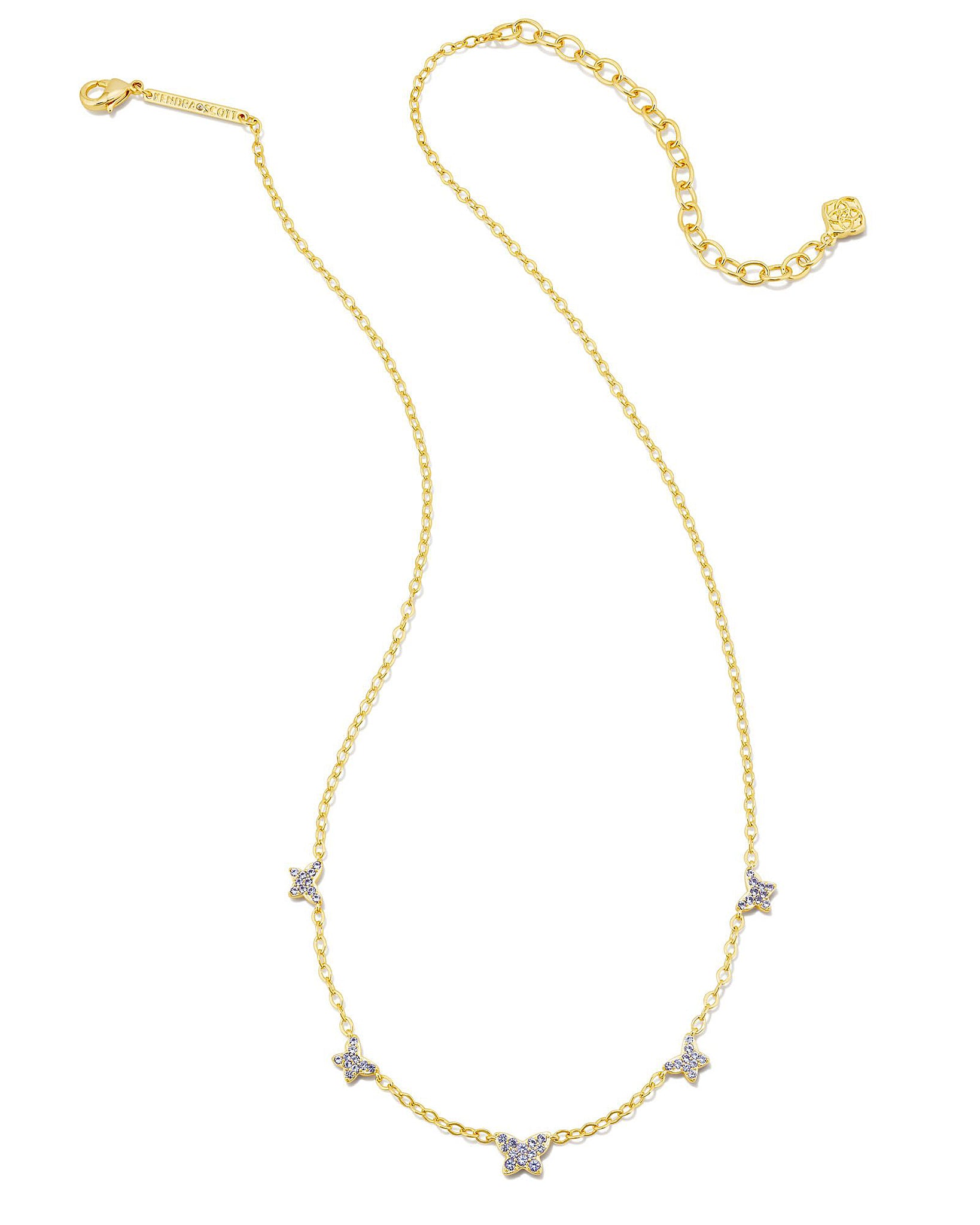Kendra Scott Lillia Butterfly Strand Necklace in Violet Crystal and Gold Plated