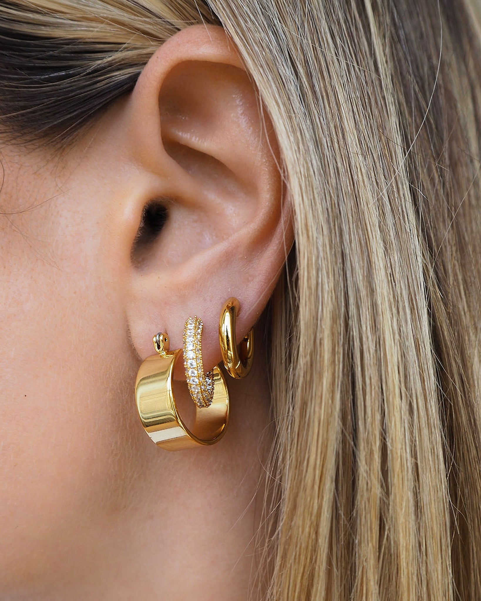 Luv Aj Positano Flat Wide Hoop Earrings in Polished 14k Antique Gold Plated