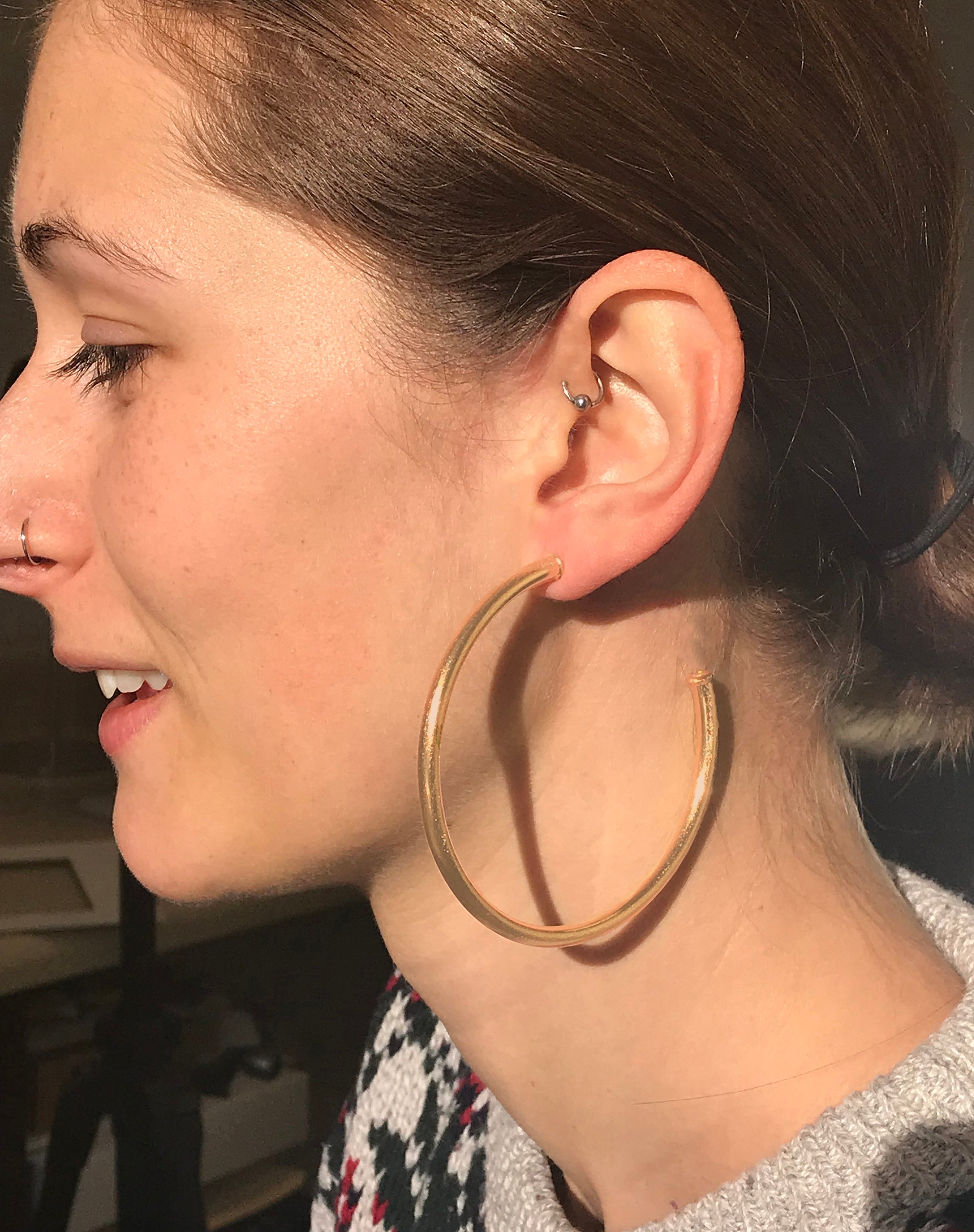 Sheila Fajl Liana Statement Tubular Hoop Earrings in Champagne