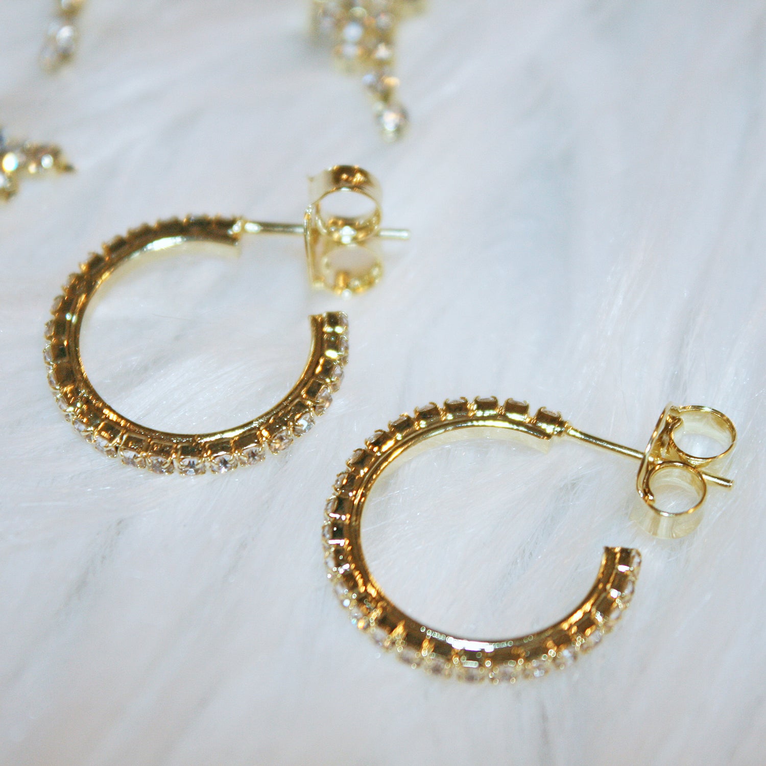 Sheila Fajl Gama Square Tube Hoop Earrings in CZ and Polished Gold Plated