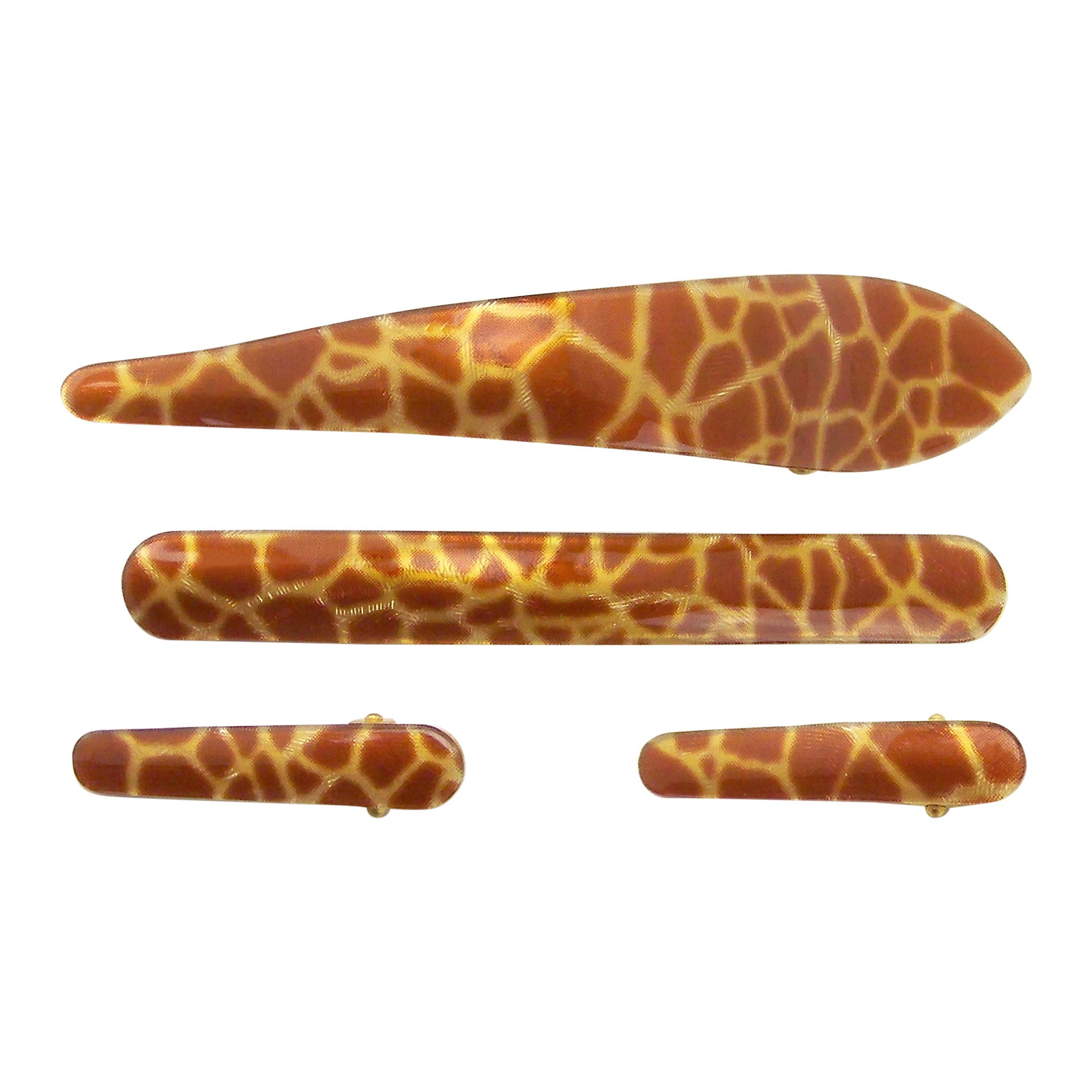 Ficcare Ficcarissimo Hair Clip in Giraffe Acetate and Gold Plated