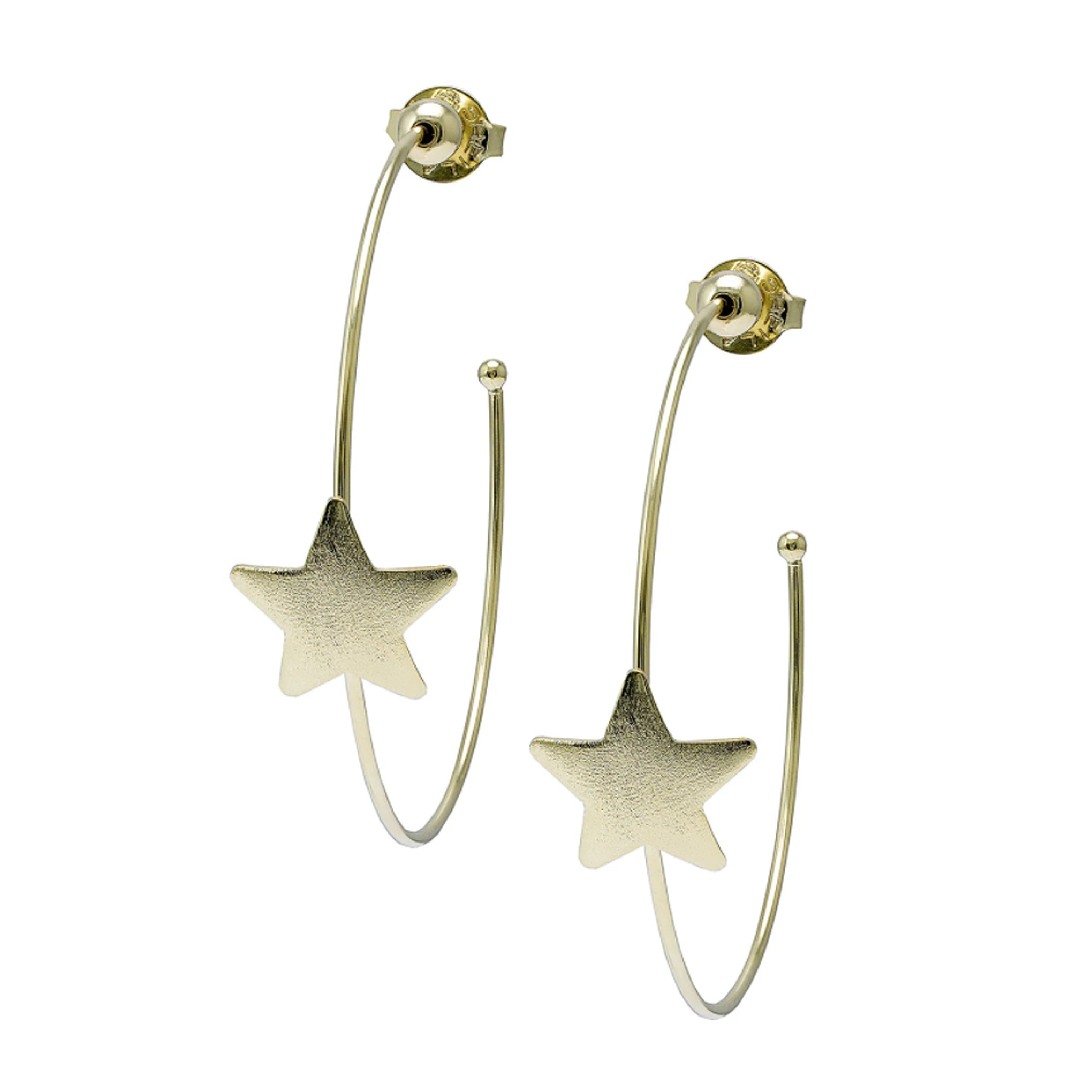 Sheila Fajl Ursa Single Star Statement Hoop Earrings in Gold Plated