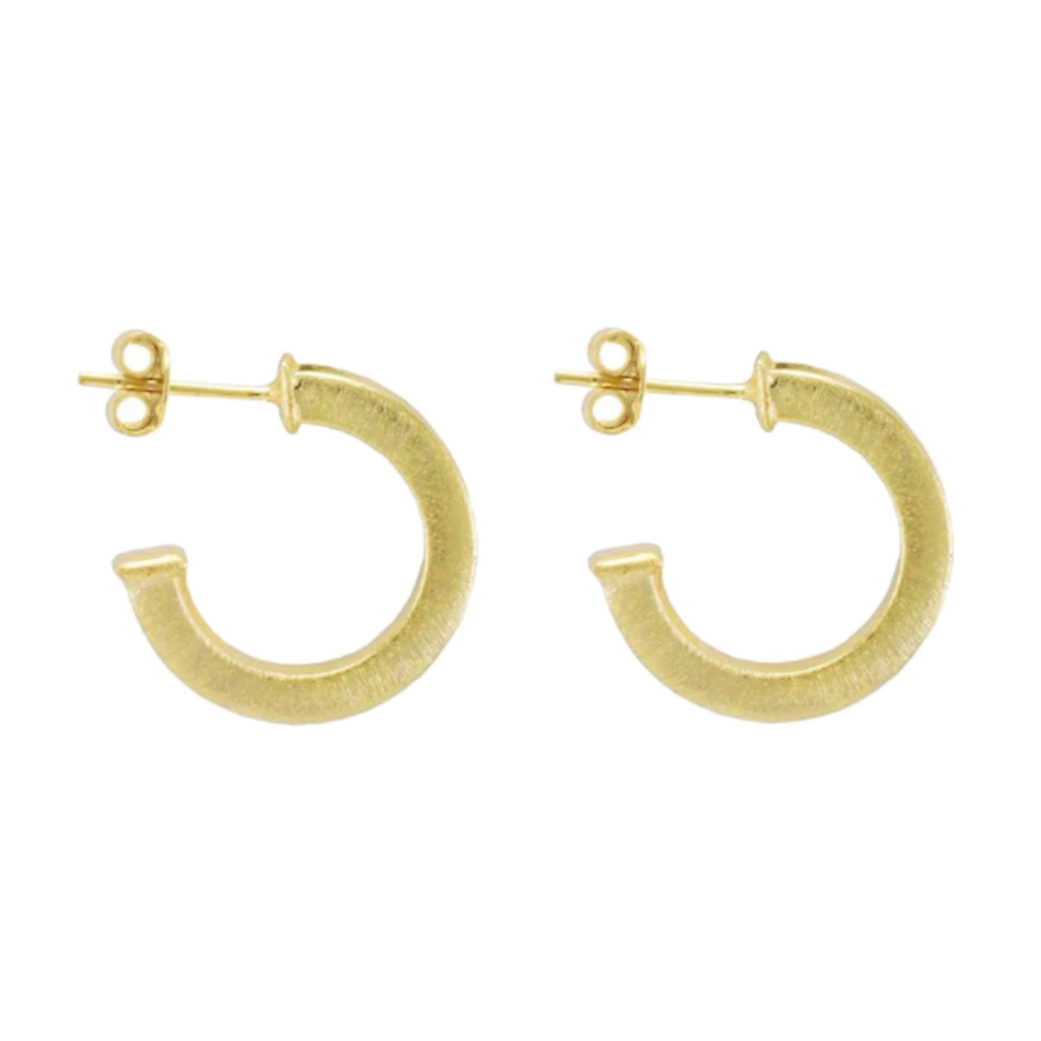 Sheila Fajl Bianca Petite Square Styled Hoop Earrings in Brushed Gold Plated