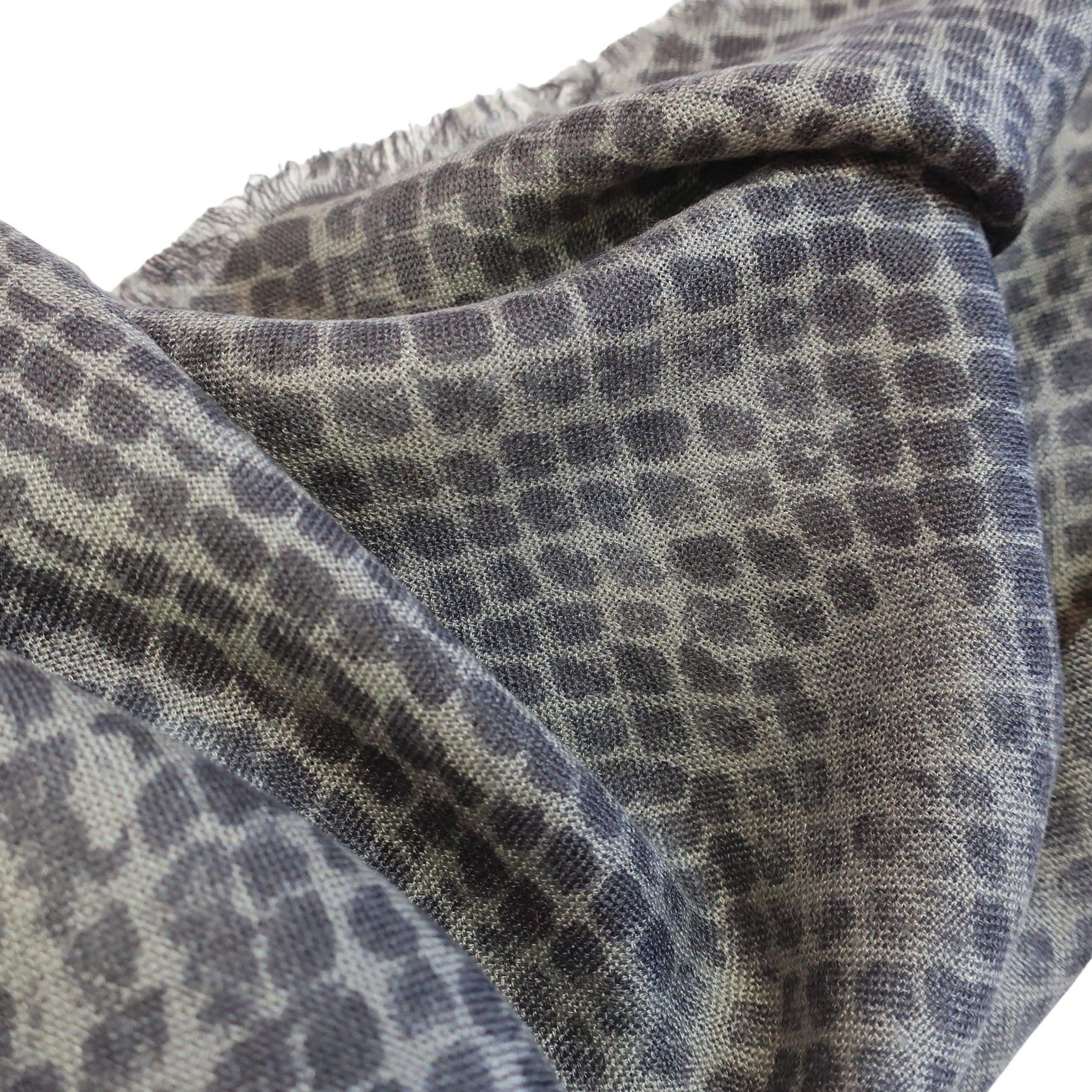 Blue Pacific Tissue Solid Modal and Cashmere Scarf Shawl in Snake Animal Print